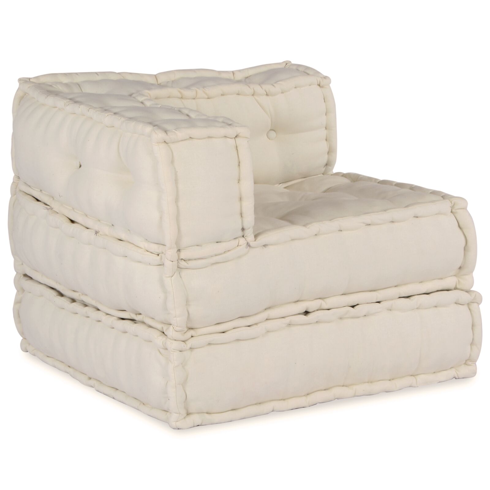 vidaXL Pouffe Set aus 3 Creme Stoff (100% Baumwolle) 70 x 70 x 54 cm