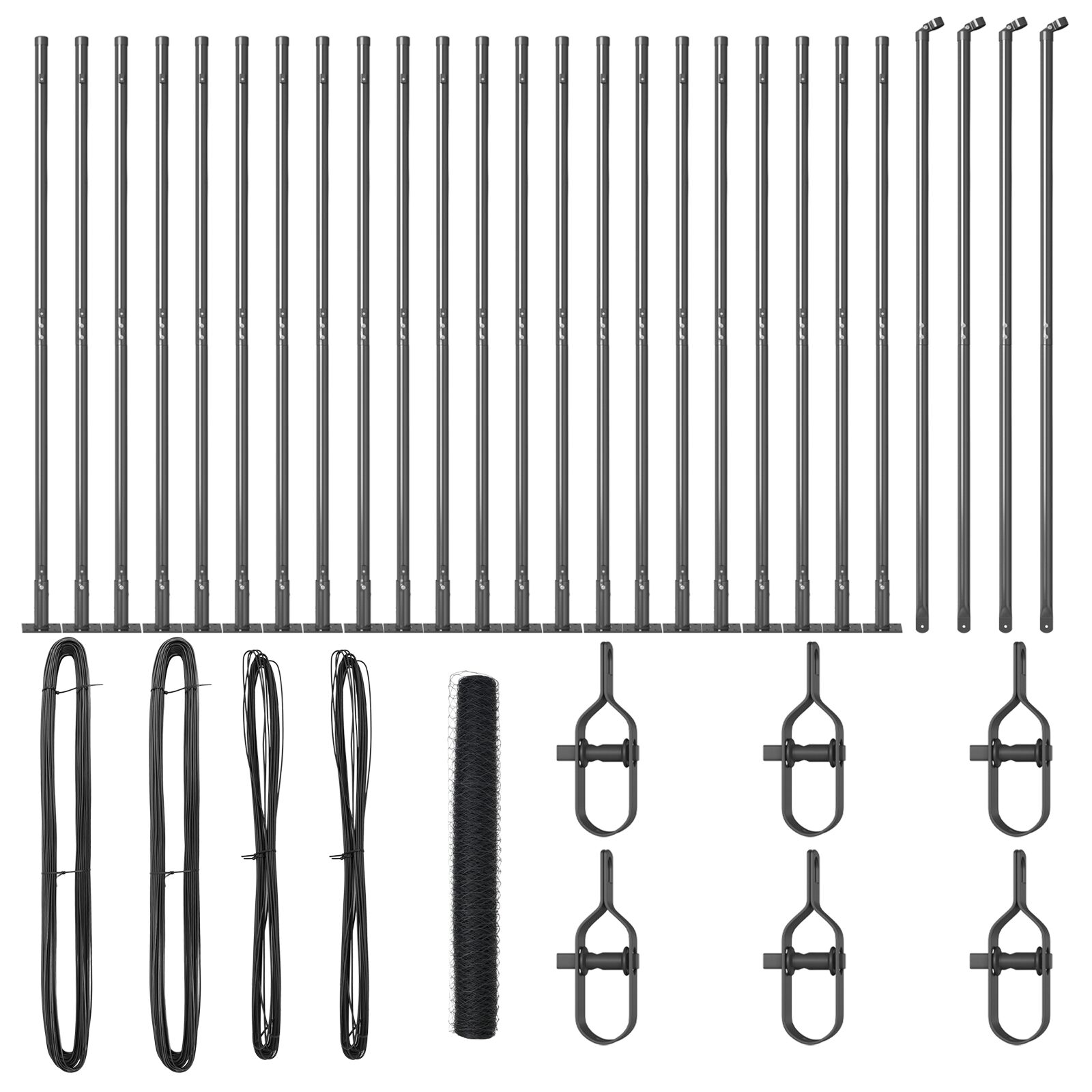 vidaXL Ograda u heksagonalnom obliku Siva 1,2x50 m Čelik, vidaXL Ograde s osnovnim pločama 13 kom Ø32mm 68,5cm Galvanizirani čelik