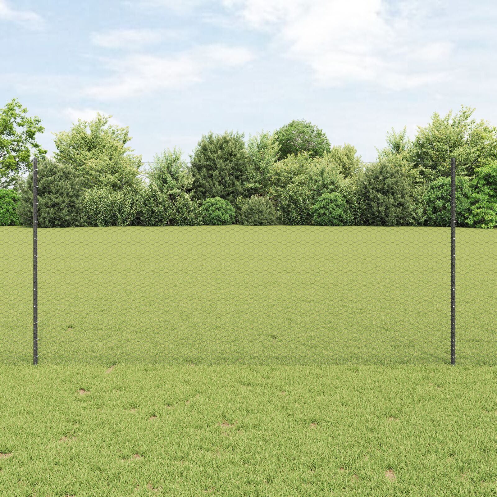 vidaXL Ograda postovi 22 kom U-kanal siva 120 cm čelik, vidaXL heksagonalna ograda siva 1.2x100 m čelik