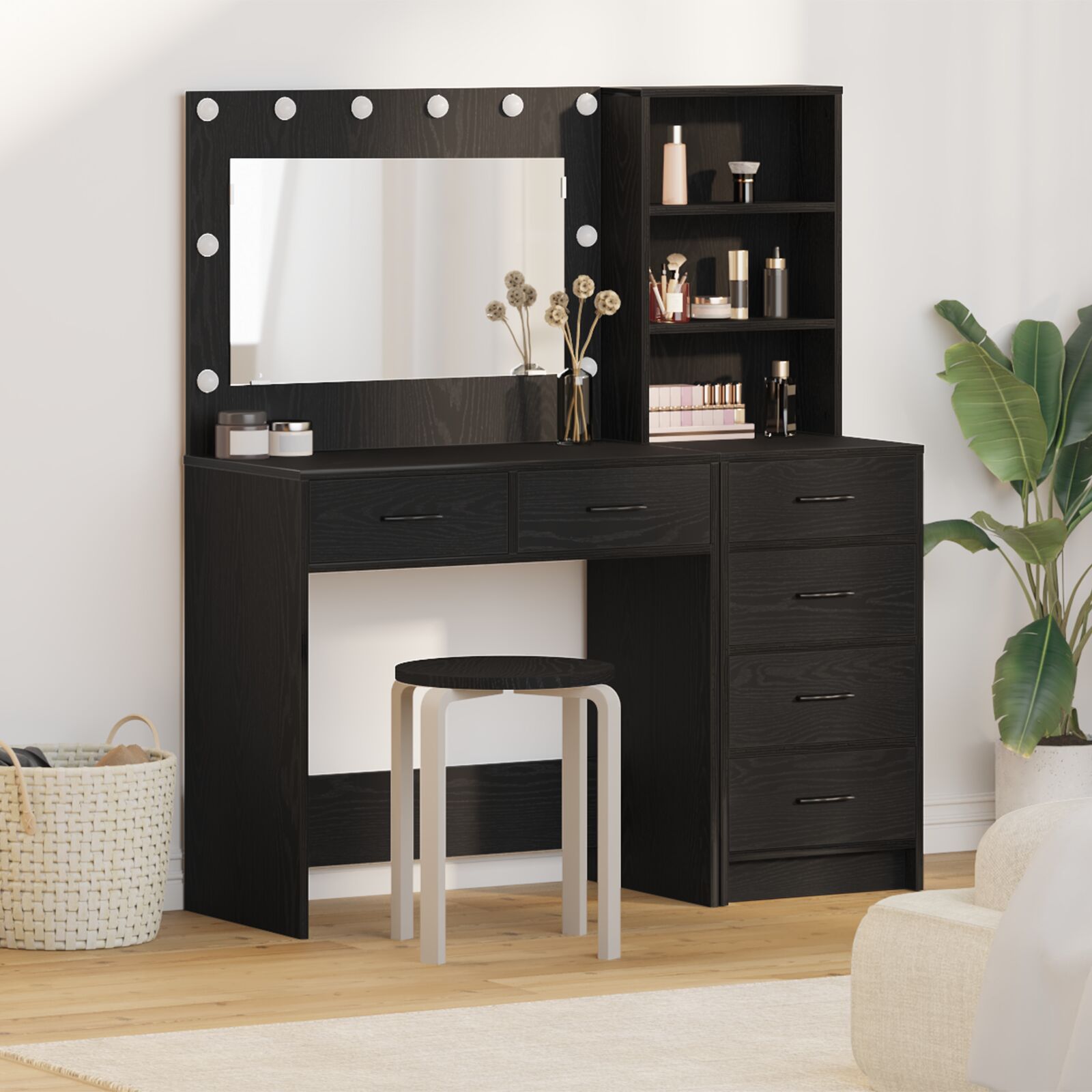 vidaXL Set aus 2 Schwarz Eiche MDF 40 x 40,7 x 135 cm Highboard