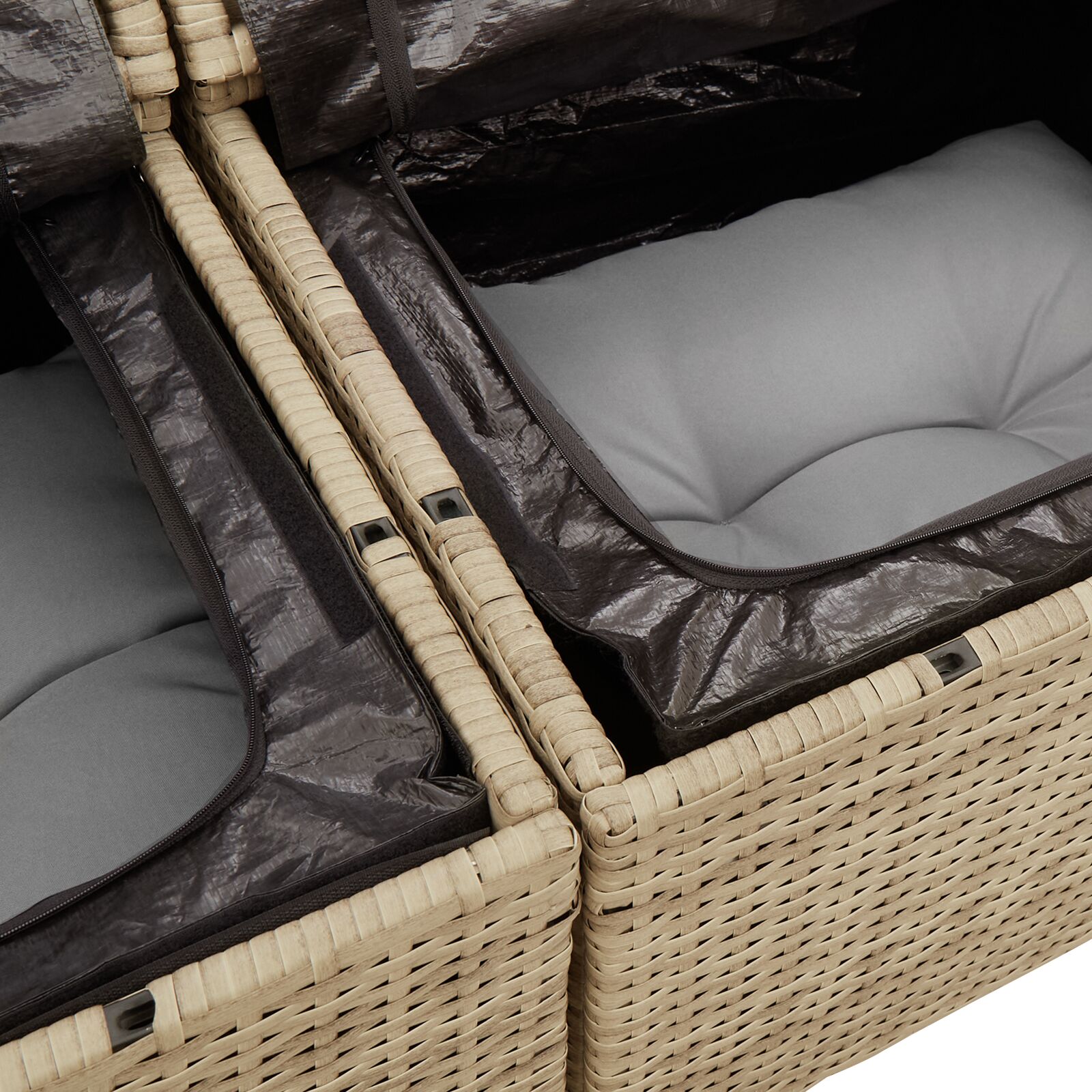 vidaXL 6-delige Tuin Sofa Set met Kussens Beige Poly Rattan - Afbeelding 9