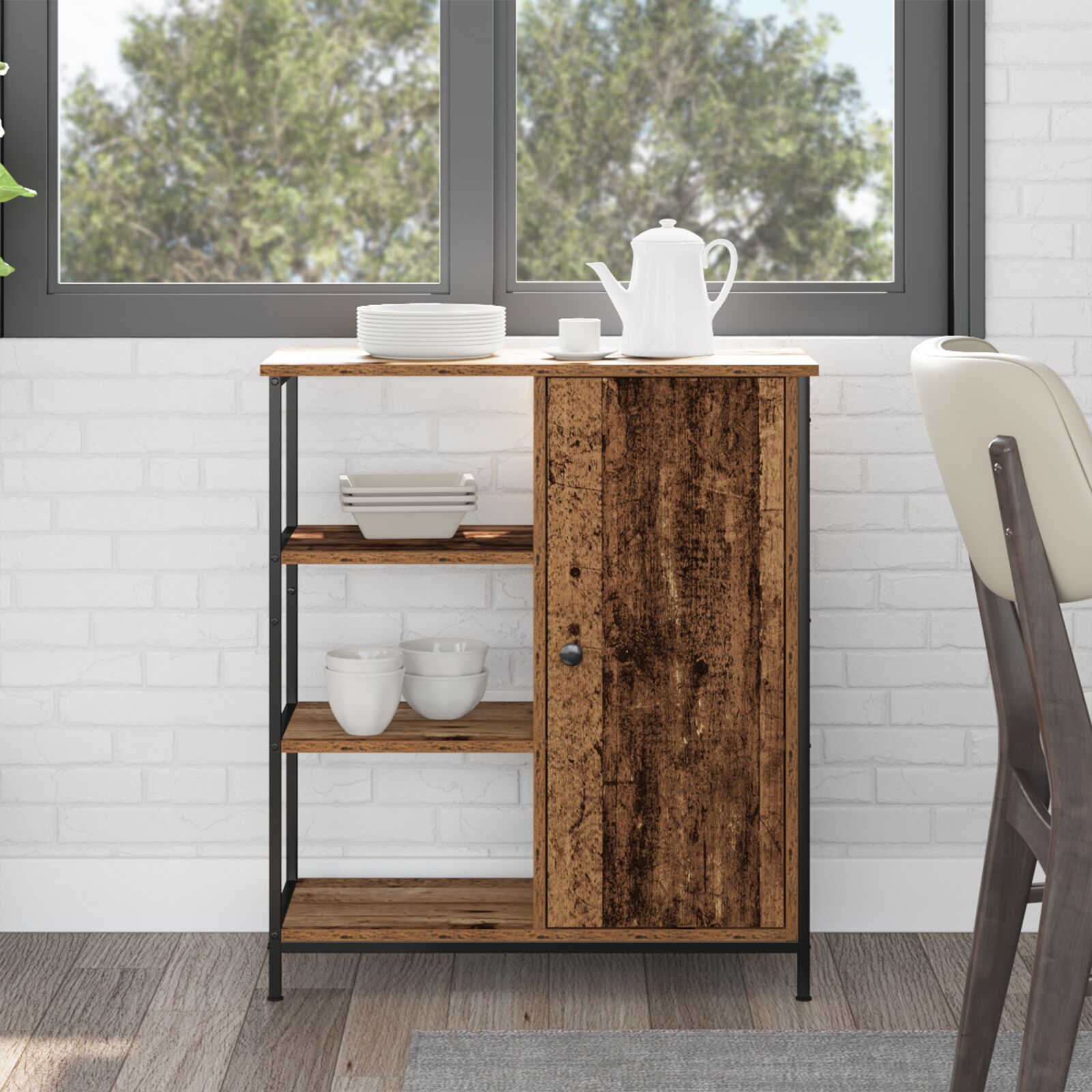 vidaXL Rustikale Kommode Altholz Holz Mittel Kommode Rechteckig