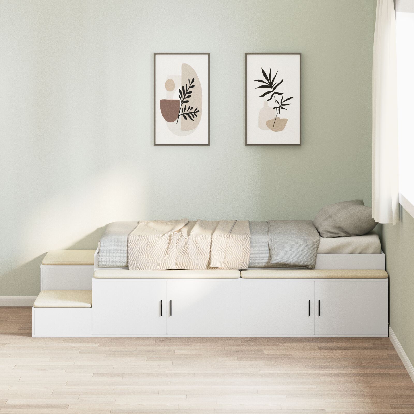 Bijeli okvir kreveta za skladište 90x200 cm