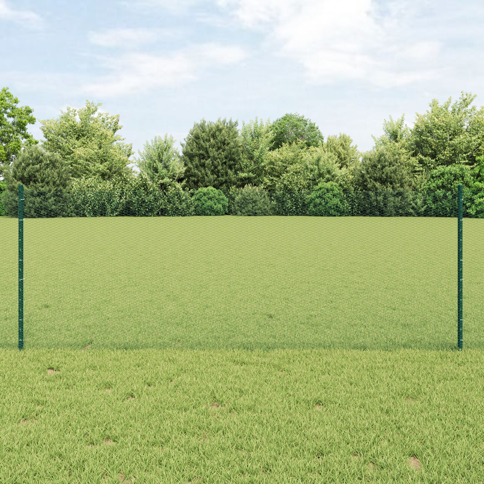 Hegnspæle 11 stk U-Channel Grøn 80 cm Stål, vidaXL Sekskantet hegn Grøn 0,8x100 m Stål