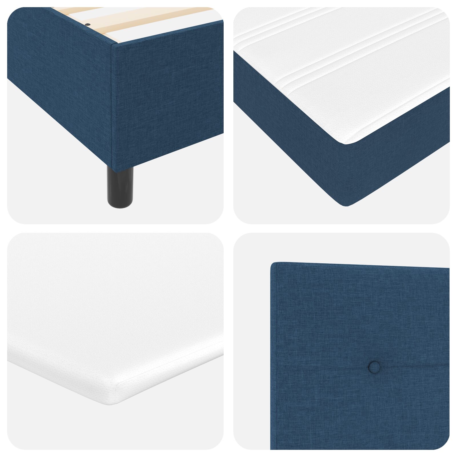 Box spring ágy matraccal kék 100x200 cm szövet 