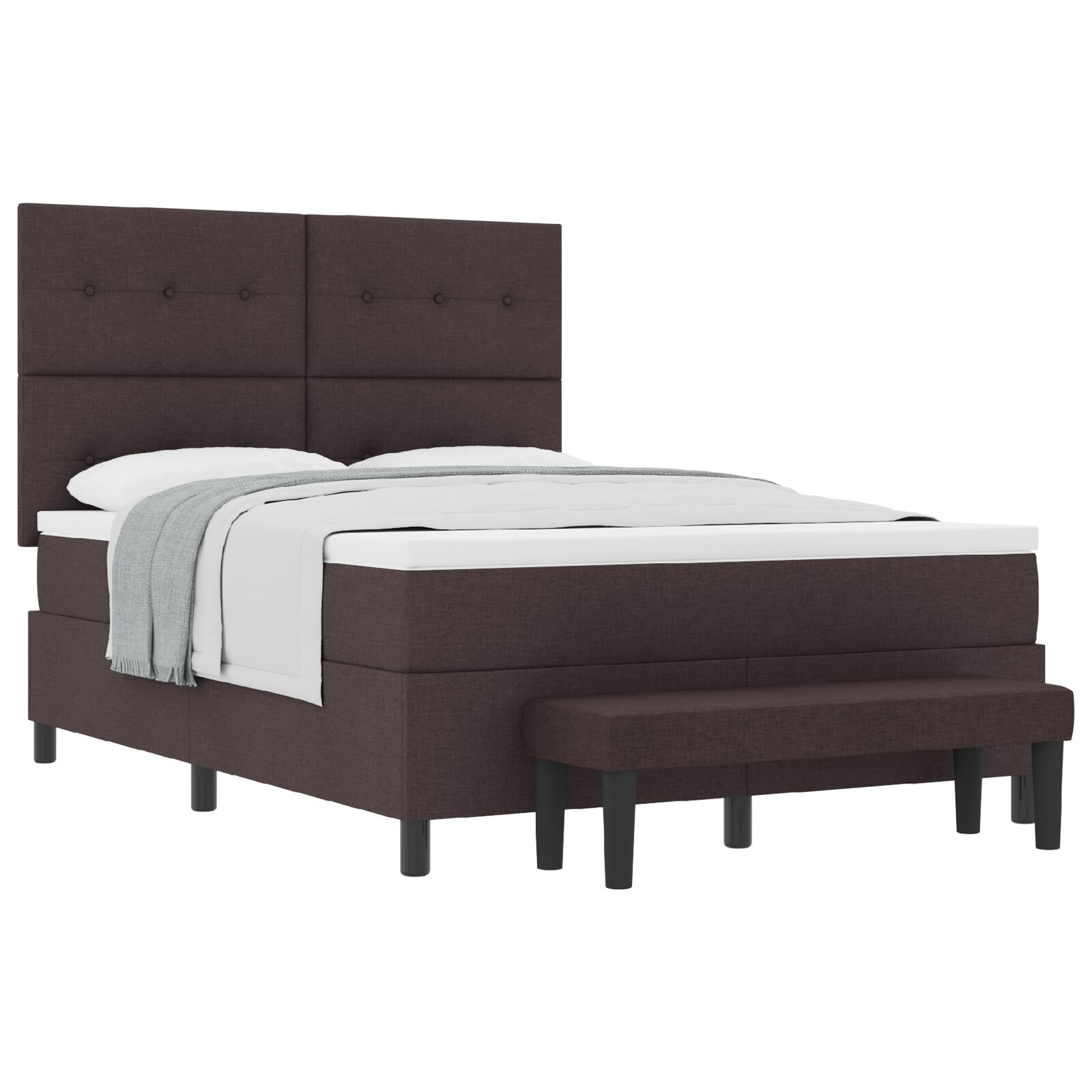 Box Spring ágy matraccal és paddal sötétbarna 140x200 cm szövet 