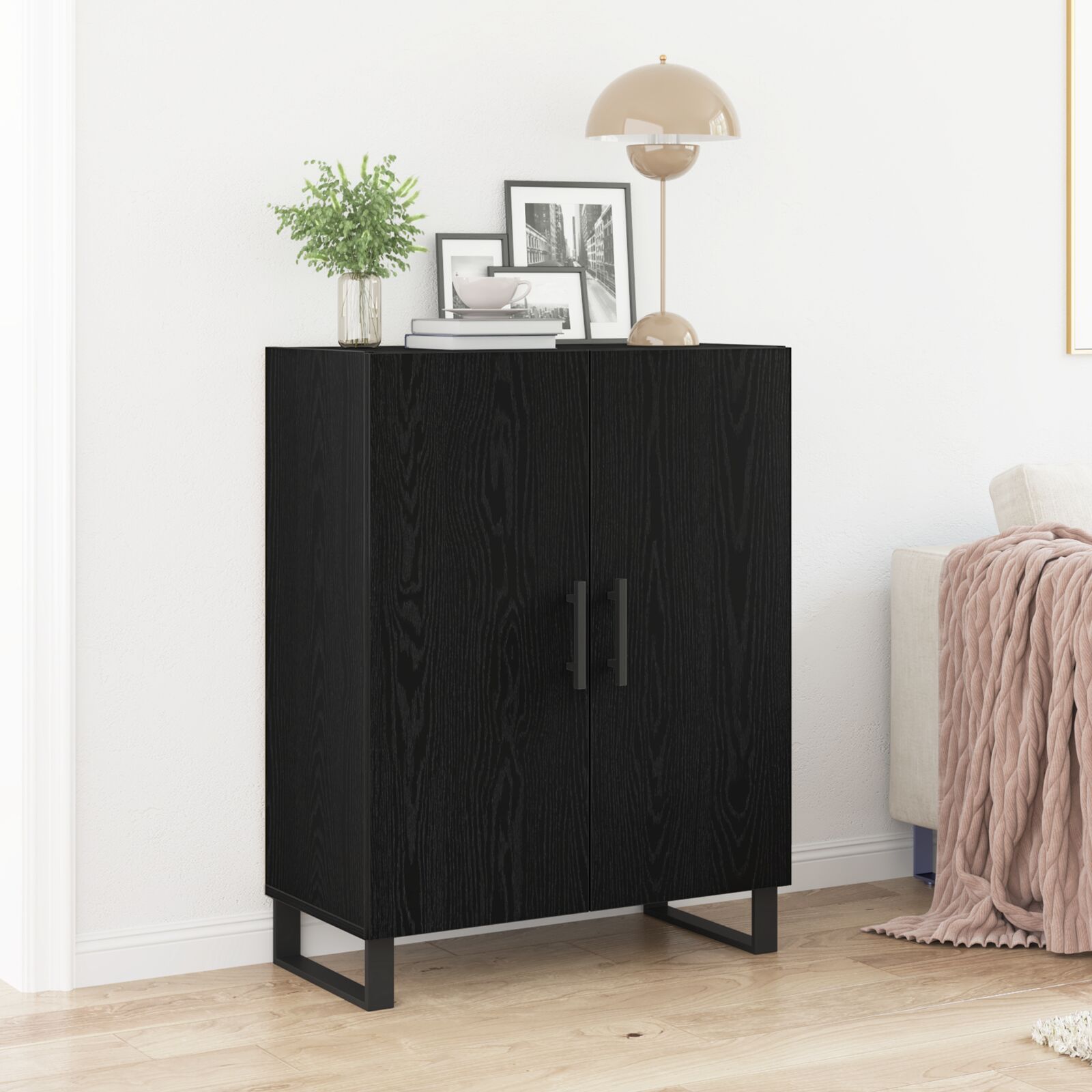 vidaXL Sideboard Schwarze Eiche Material Mittel