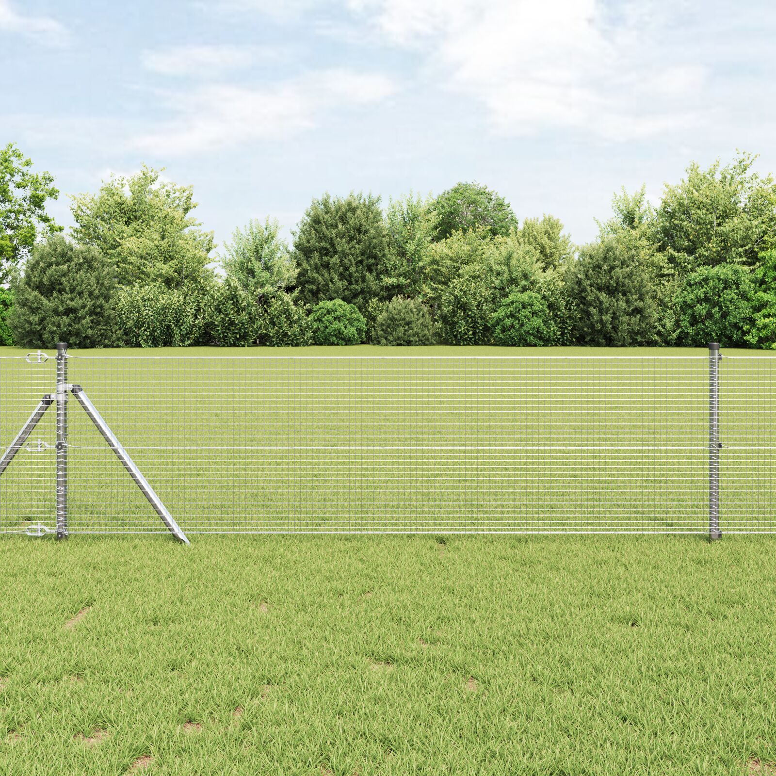 vidaXL Zavarena žičana ograda s 13 stupova 0.5x50 m Pocinčani čelik