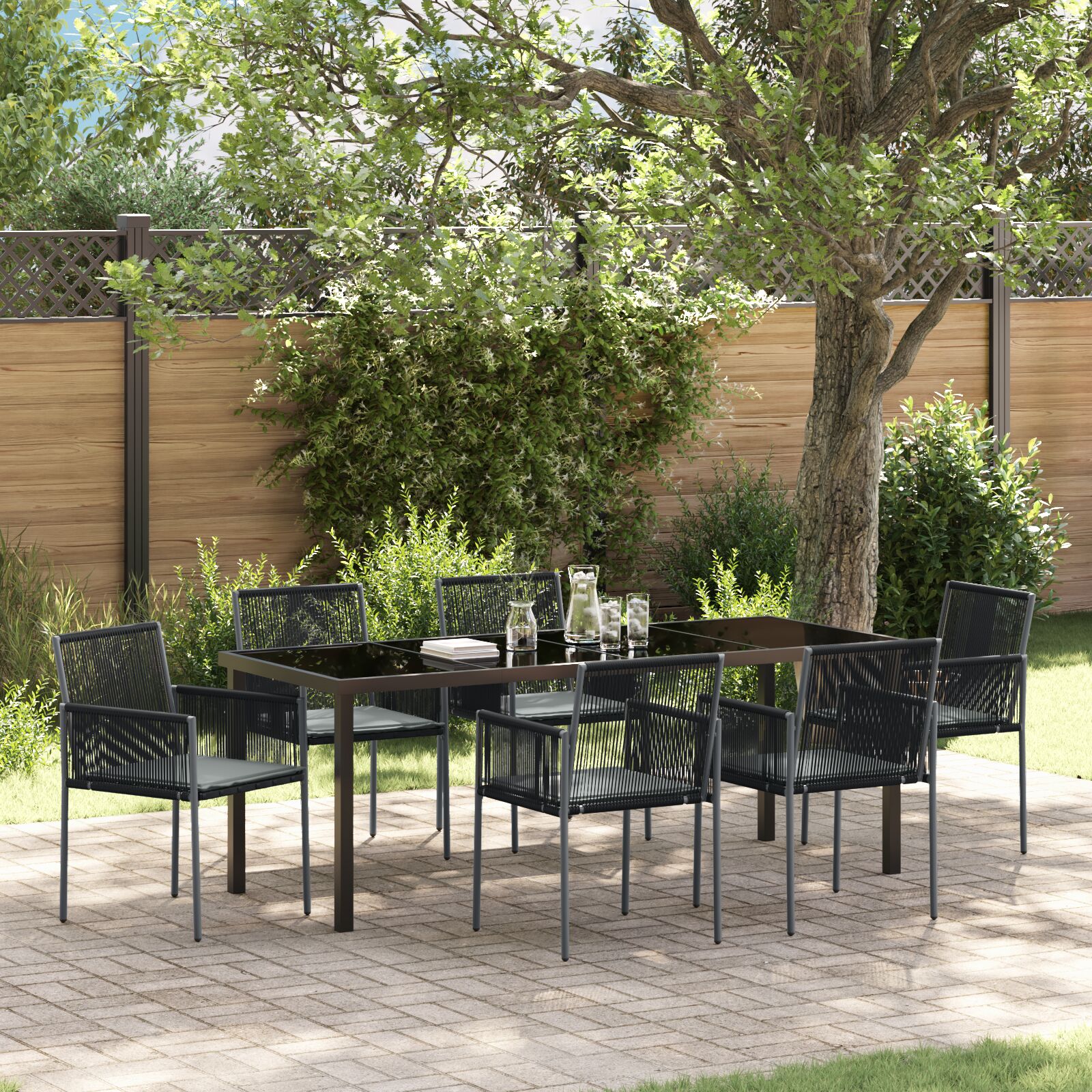 vidaXL Set von 4 Schwarz Poly-Rattan 54x60.5x83.5 cm Langlebig