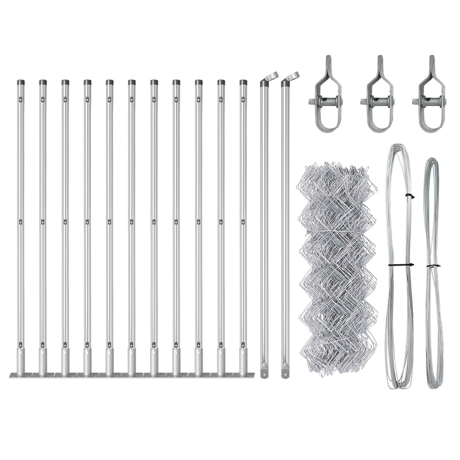 vidaXL Ograda od lančića s 13 postolja s prirubnicama 0.6x25 m Galvanizirani čelik