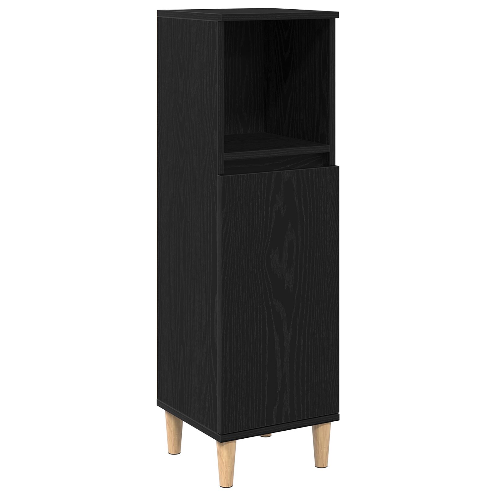 Kylpyhuonekaappi Musta Tammi 30x30x100 cm Tekninen Puu
