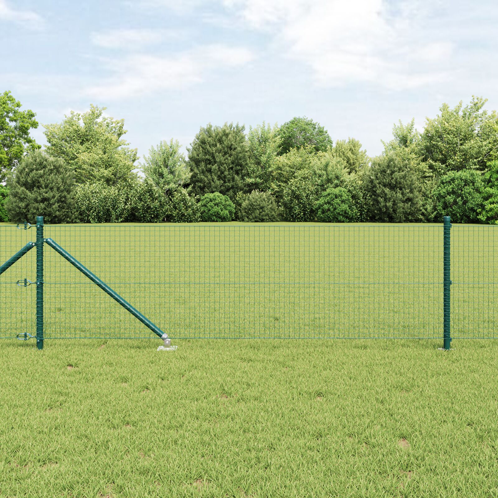 vidaXL Pocinčana Žičana Ograda s 13 Klinova Zelena 0.8x100 m Čelik