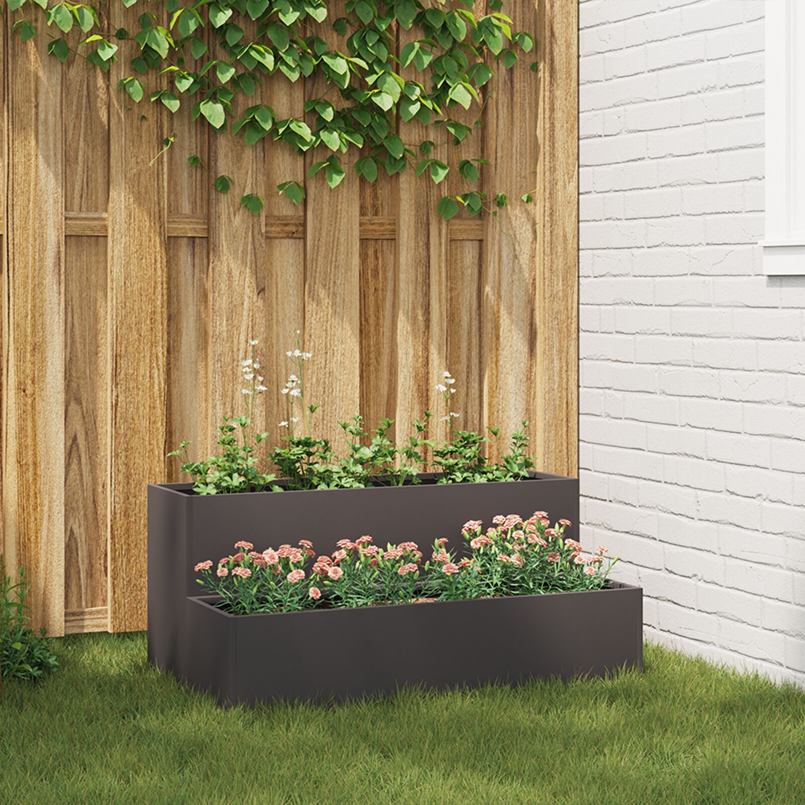 vidaXL Garten-Pflanzer Schwarz Kunststoff 100 x 60 x 45 cm Pflanzer