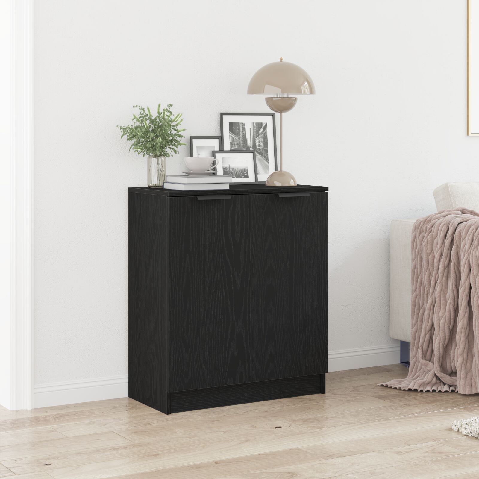 vidaXL Sideboard Schwarz Eiche Holzwerkstoff Standard Sideboard Möbel