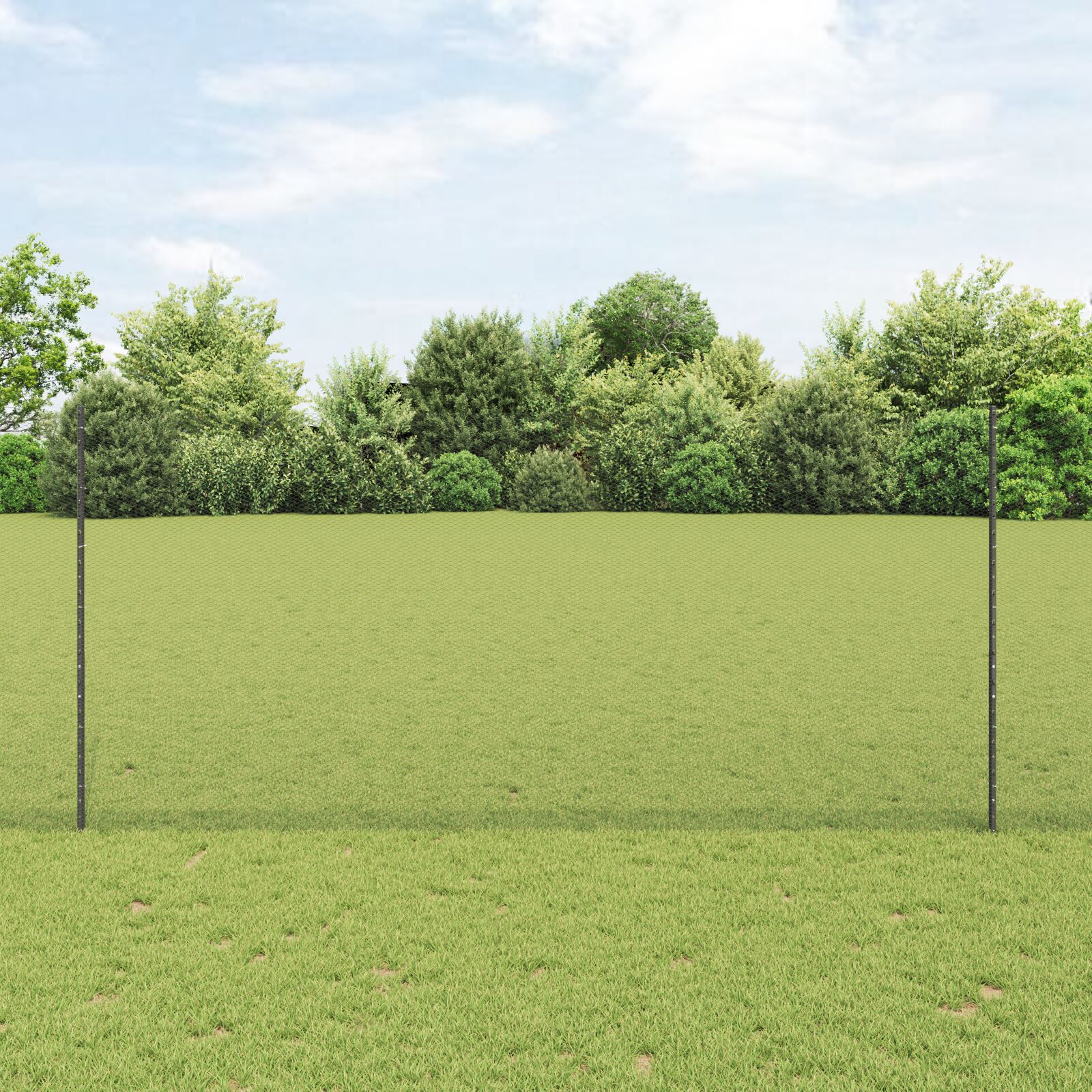 vidaXL postovi ograde 22 kom U-kanal siva 140 cm čelik, vidaXL šesterokutna ograda siva 1.4x50 m čelik