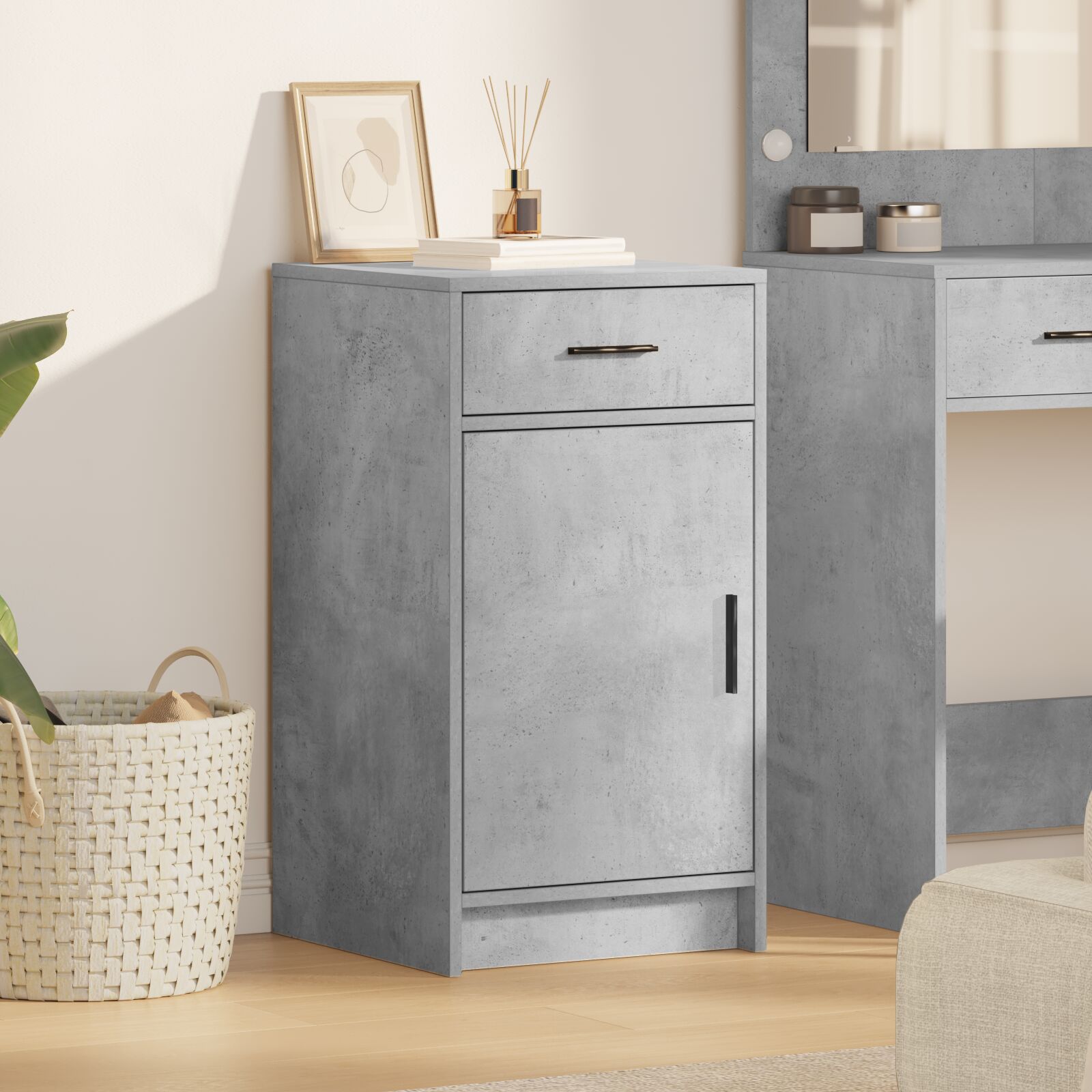 vidaXL Beton Grau Holzwerkstoff Mittel Sideboard Rechteckig