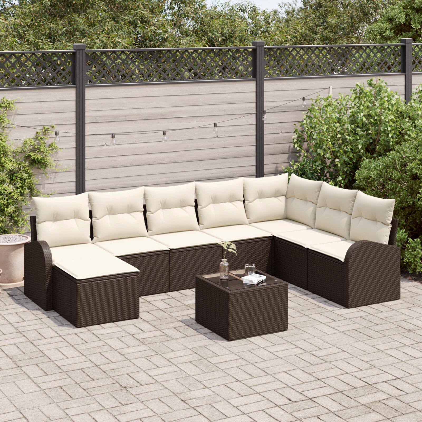 vidaXL Vrtni kauč set Set od 9 Bijela PE Ratan Vrtni kauč set
