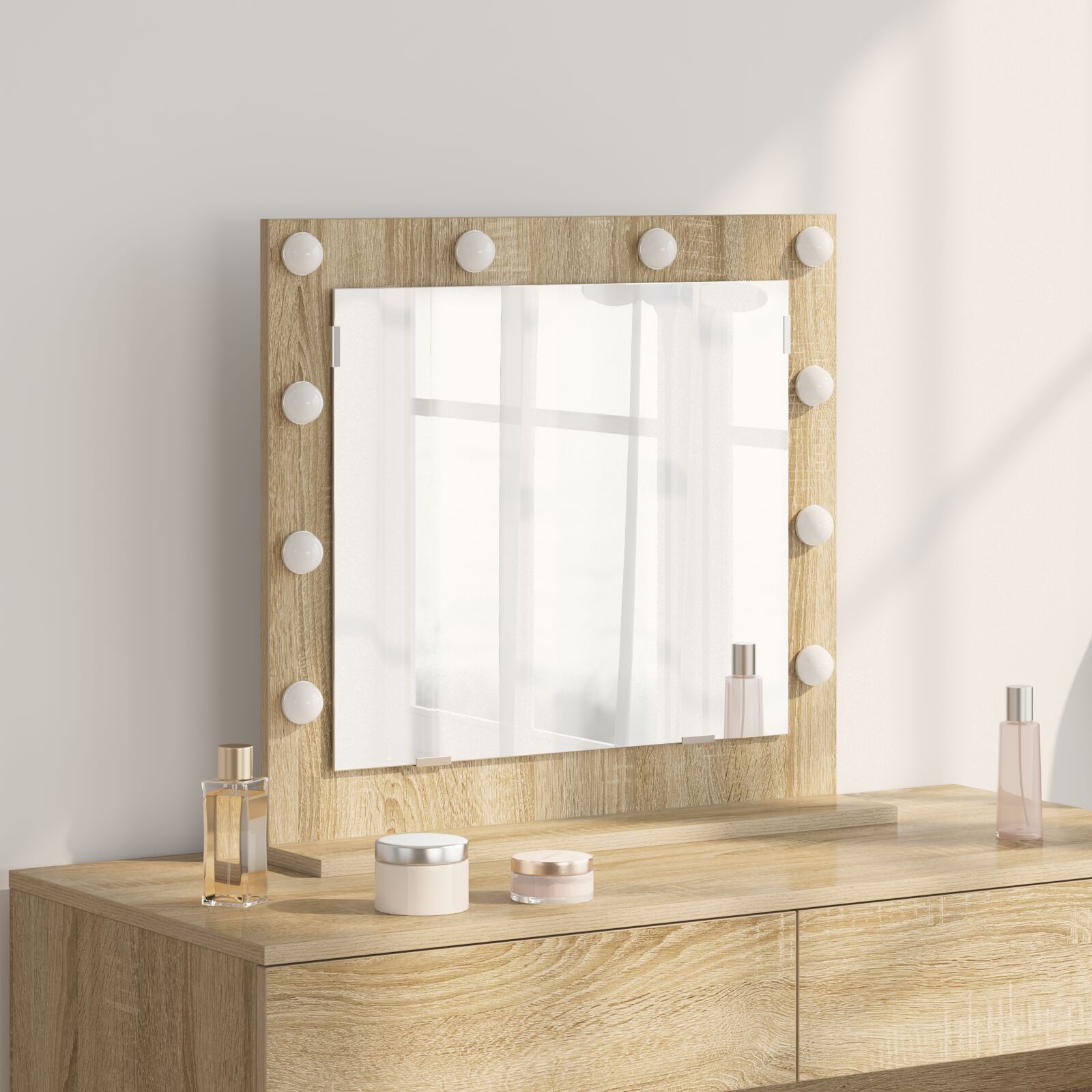 vidaXL Kosmetikspiegel Sonoma-Eiche Holzwerkstoff 60 x 55 x 18 cm