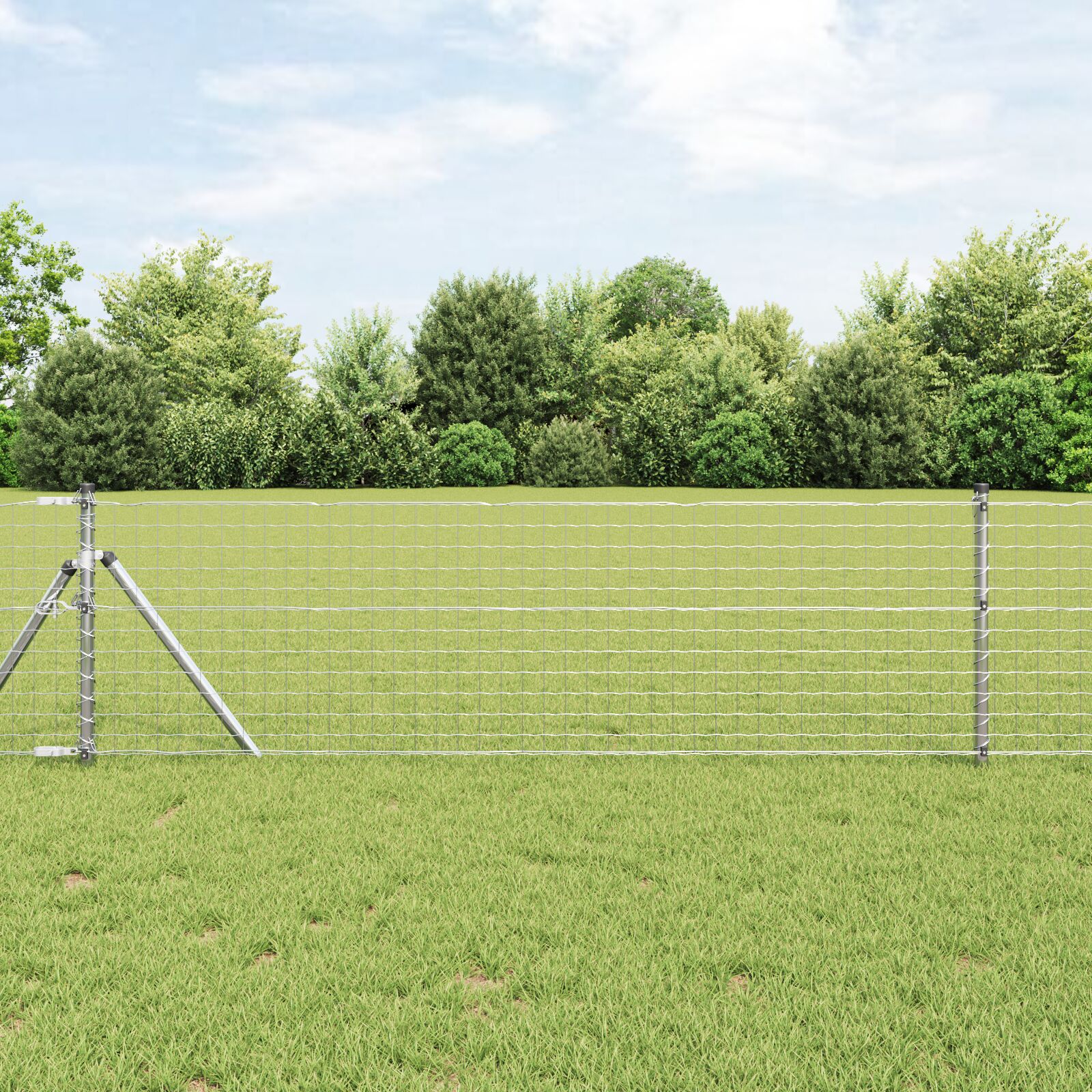 Euro Indhegning med 7 Stolper 0.6x10 m Galvaniseret Stål
