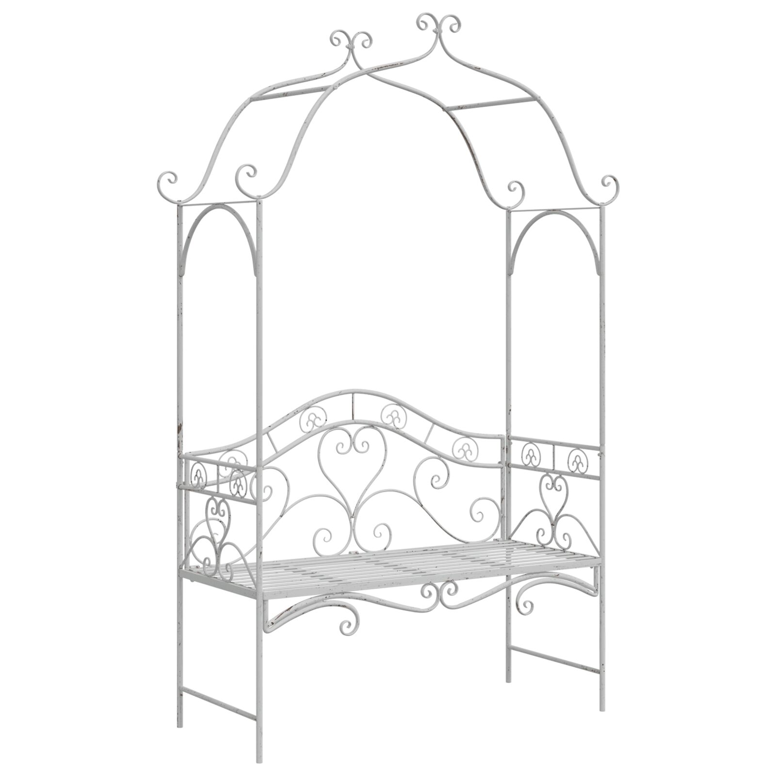 vidaXL Klupa Bijela Metal 121 x 48 x 200 cm Dekorativni umetci