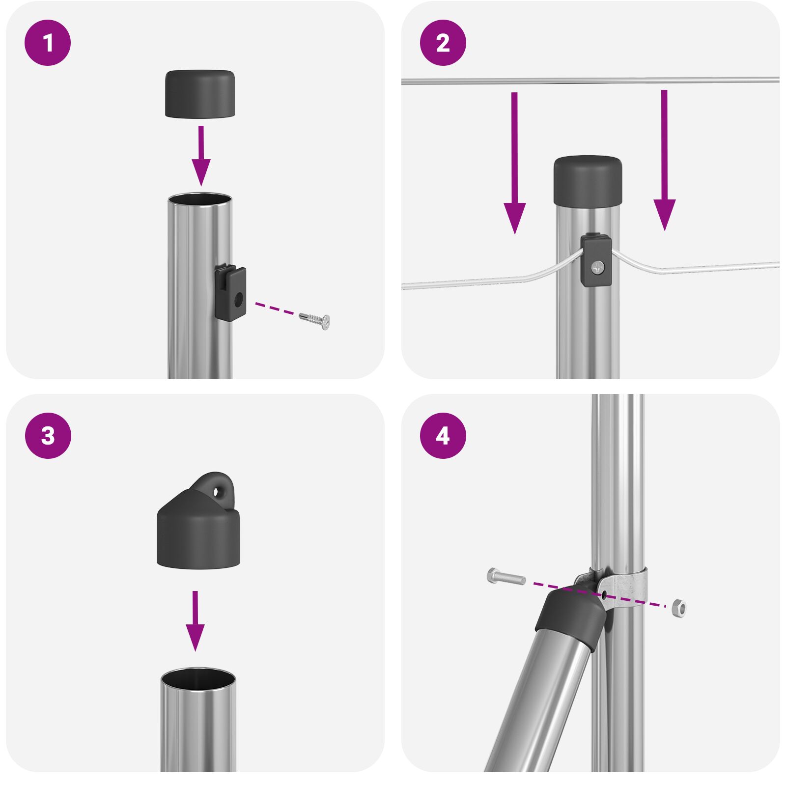 Kerti kerítés posztok fúróval 52 db Ø32 mm 100 cm Horganyzott acél 