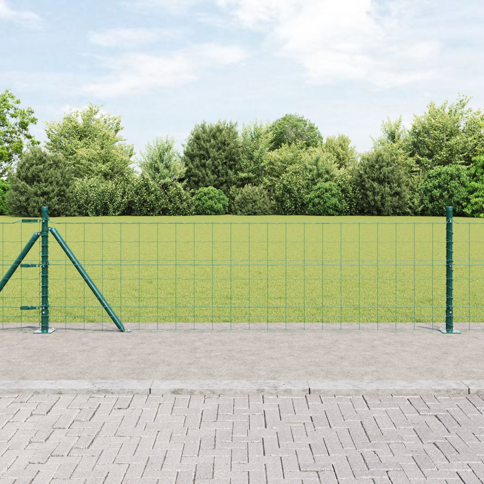 Euro Indhegning med 7 Flangerede Stænger 0.6x10 m Galvaniseret Stål