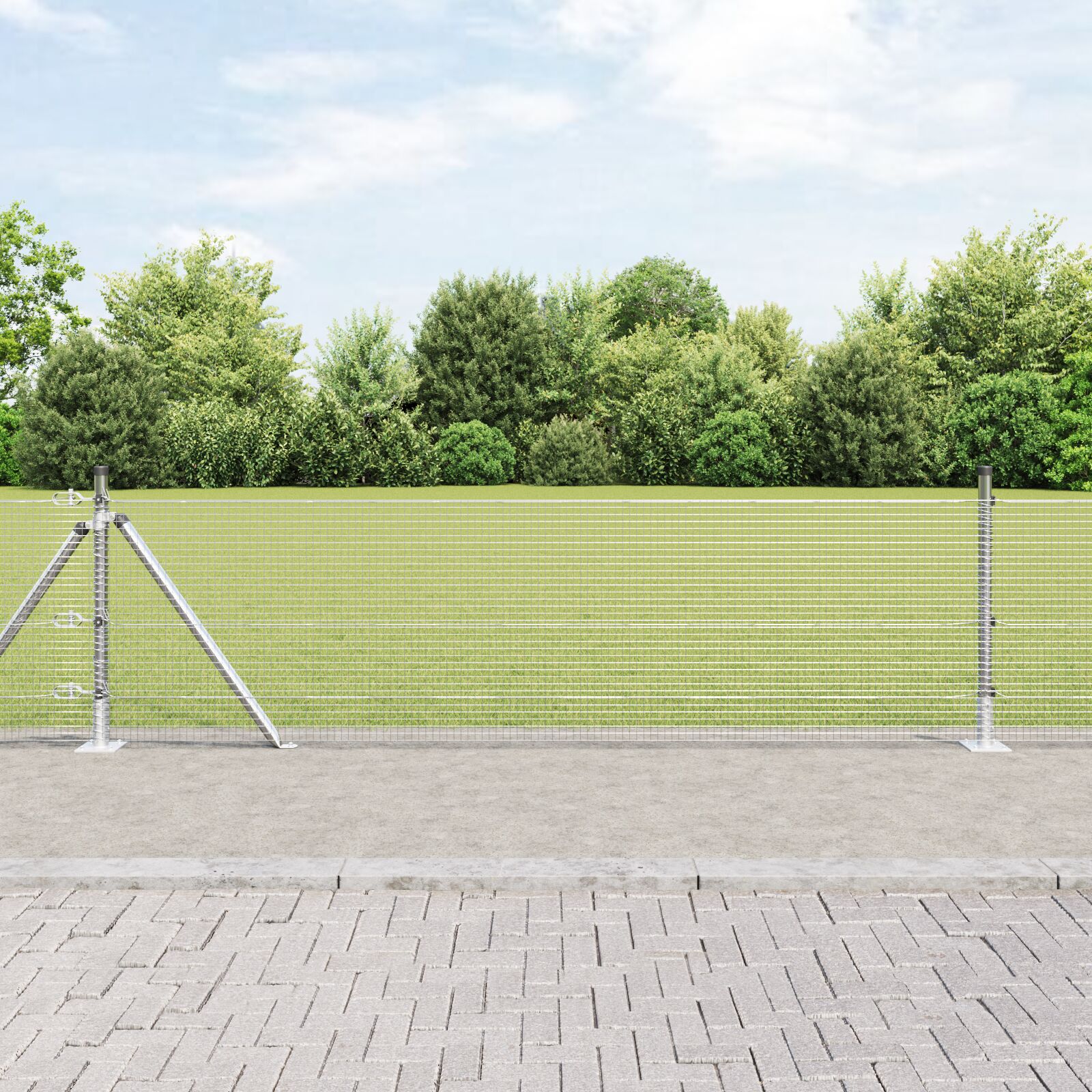 vidaXL Zavarena Ograda s 13 Flanged Stupova 0.6x100 m Pocinčana Čelika