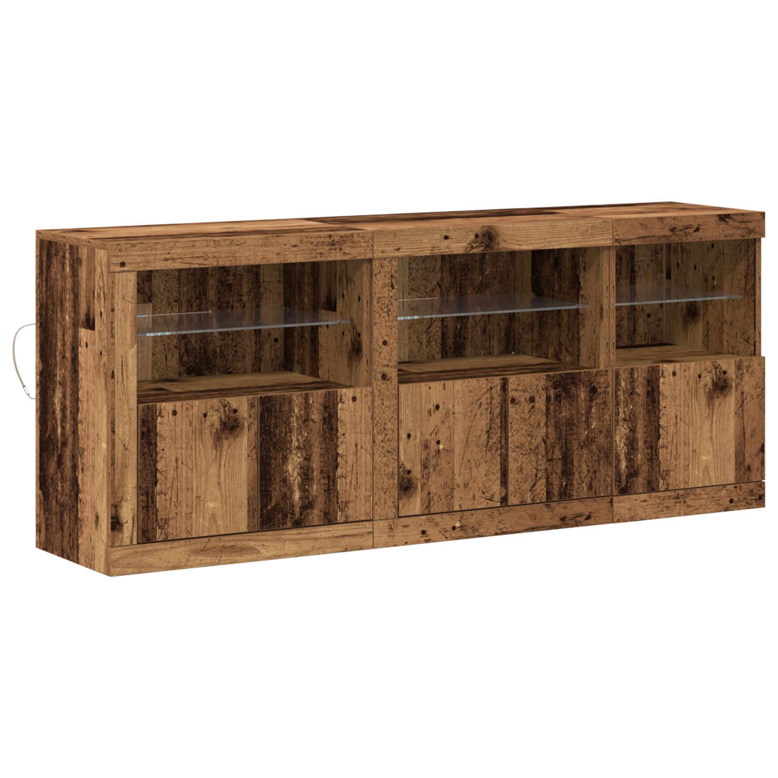 vidaXL sideboard s LED svjetlima Starinsko drvo 162x37x67 cm Drvo predviđeno za obradu