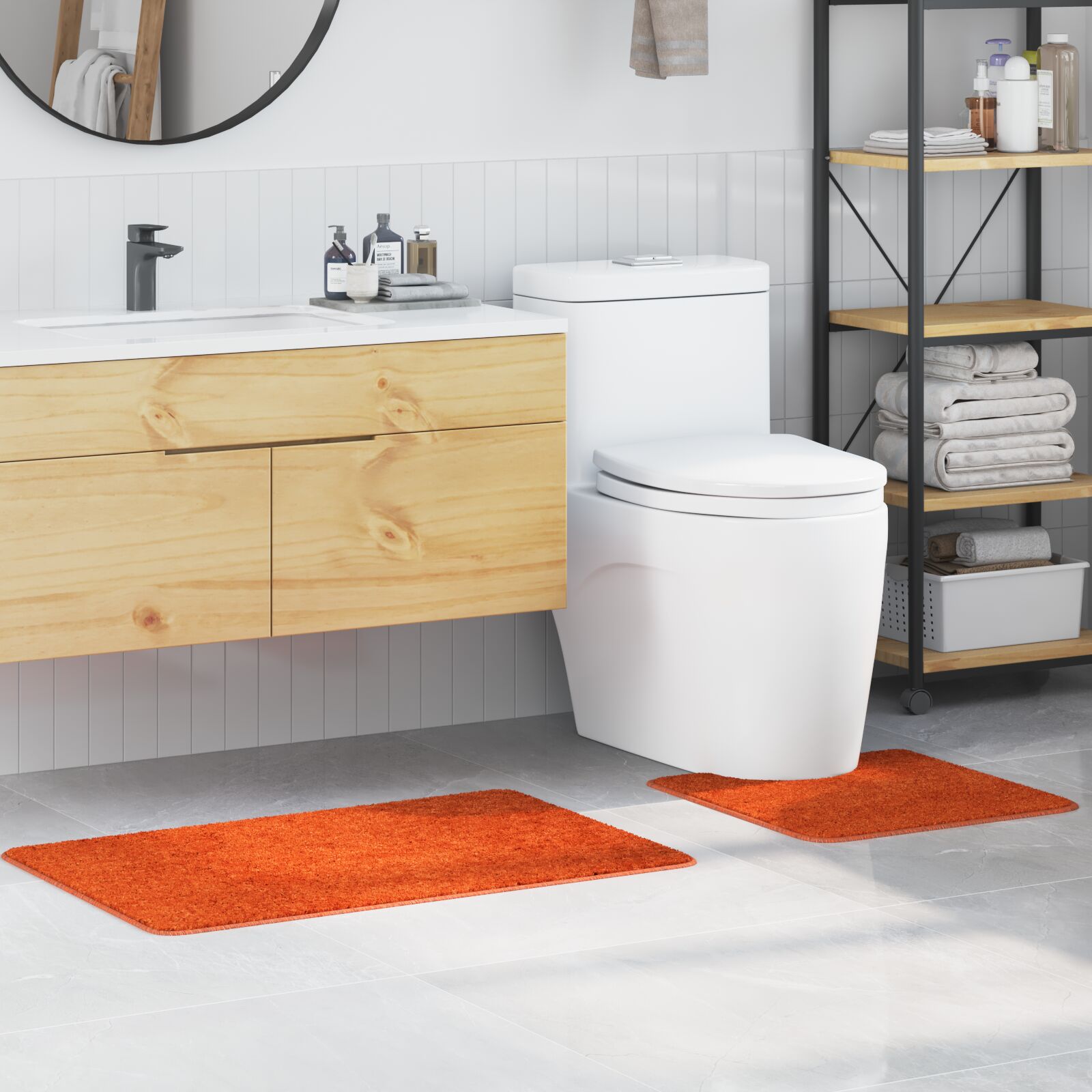 vidaXL Orange Baumwolle Mittel Badematte Rechteckig Modern