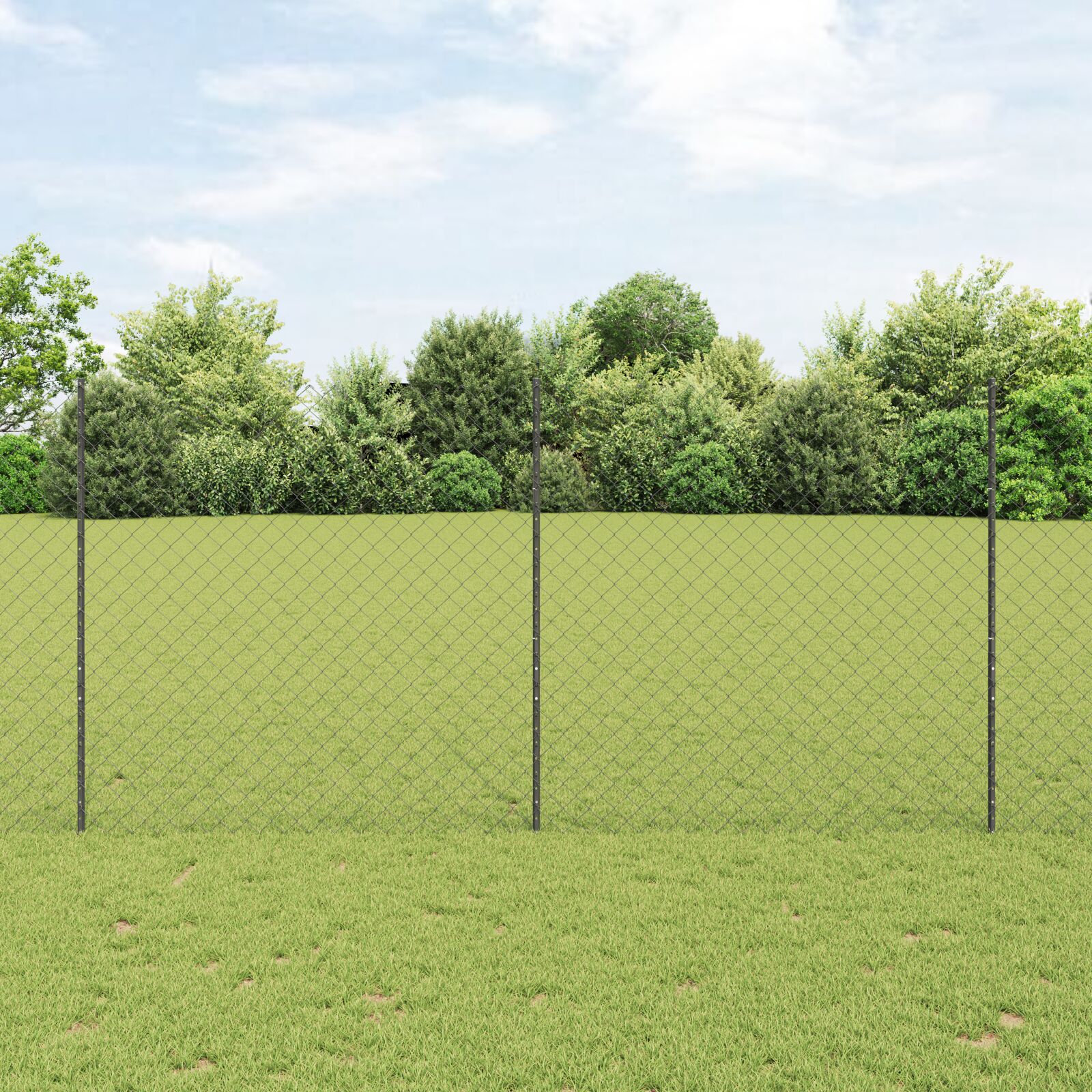 vidaXL Mrežasta ograda sa 20 U stubova, Siva, 1,6x10 m, Čelik