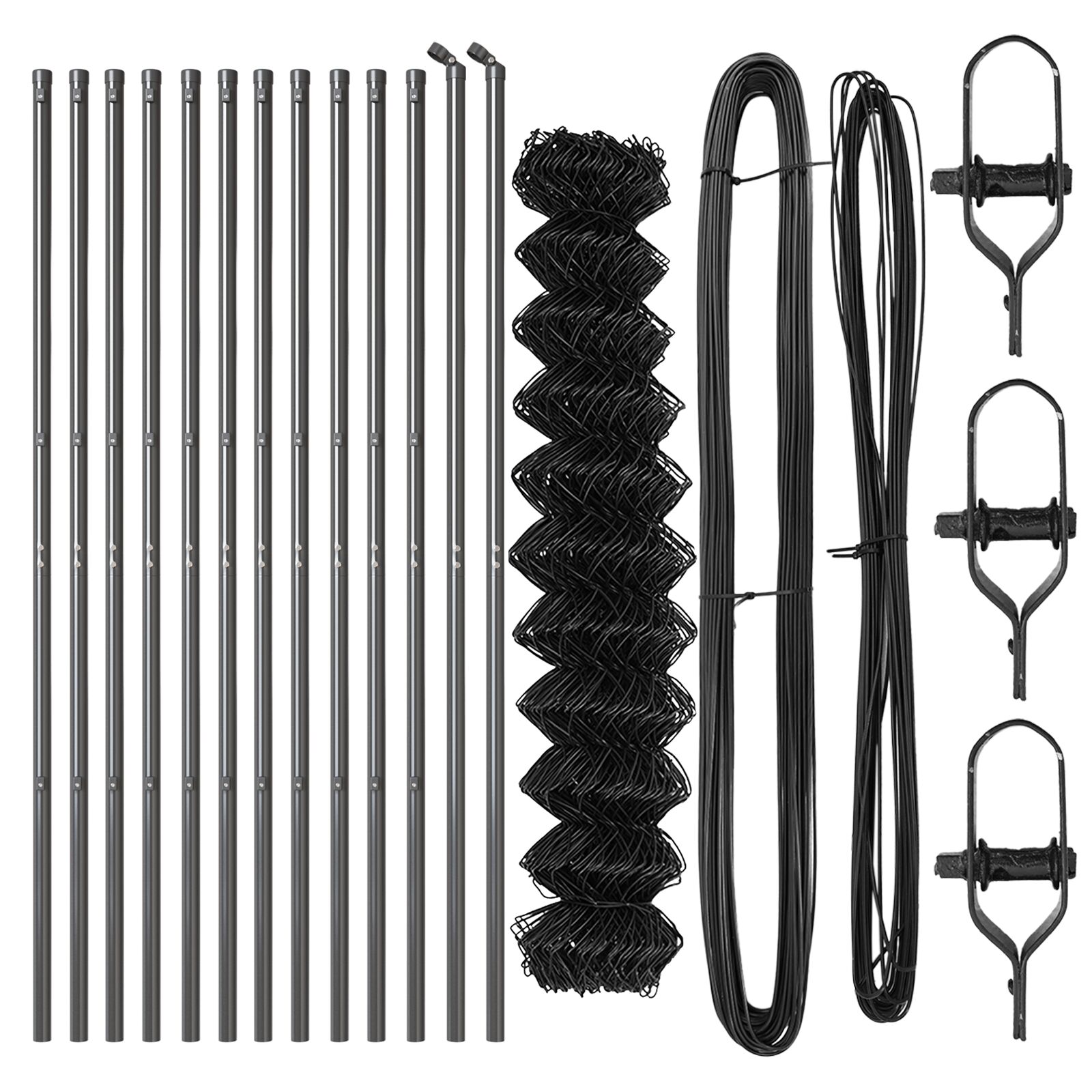 vidaXL Ograda od lancane veze s 13 stupova 1x25 m Galvanizirani čelik siva