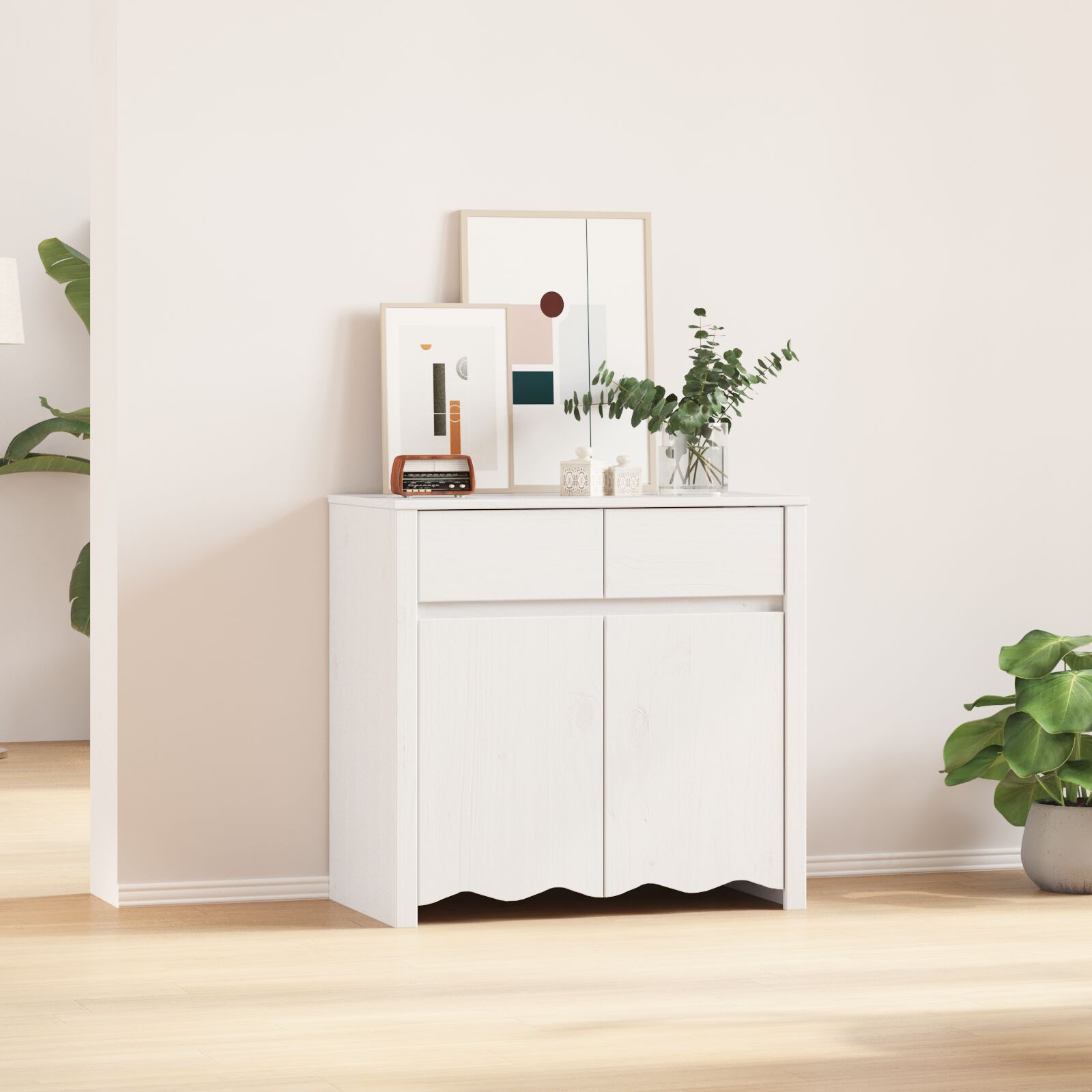 vidaXL Weiß Holz Mittel Stauraum Sideboard Rechteckig Modern