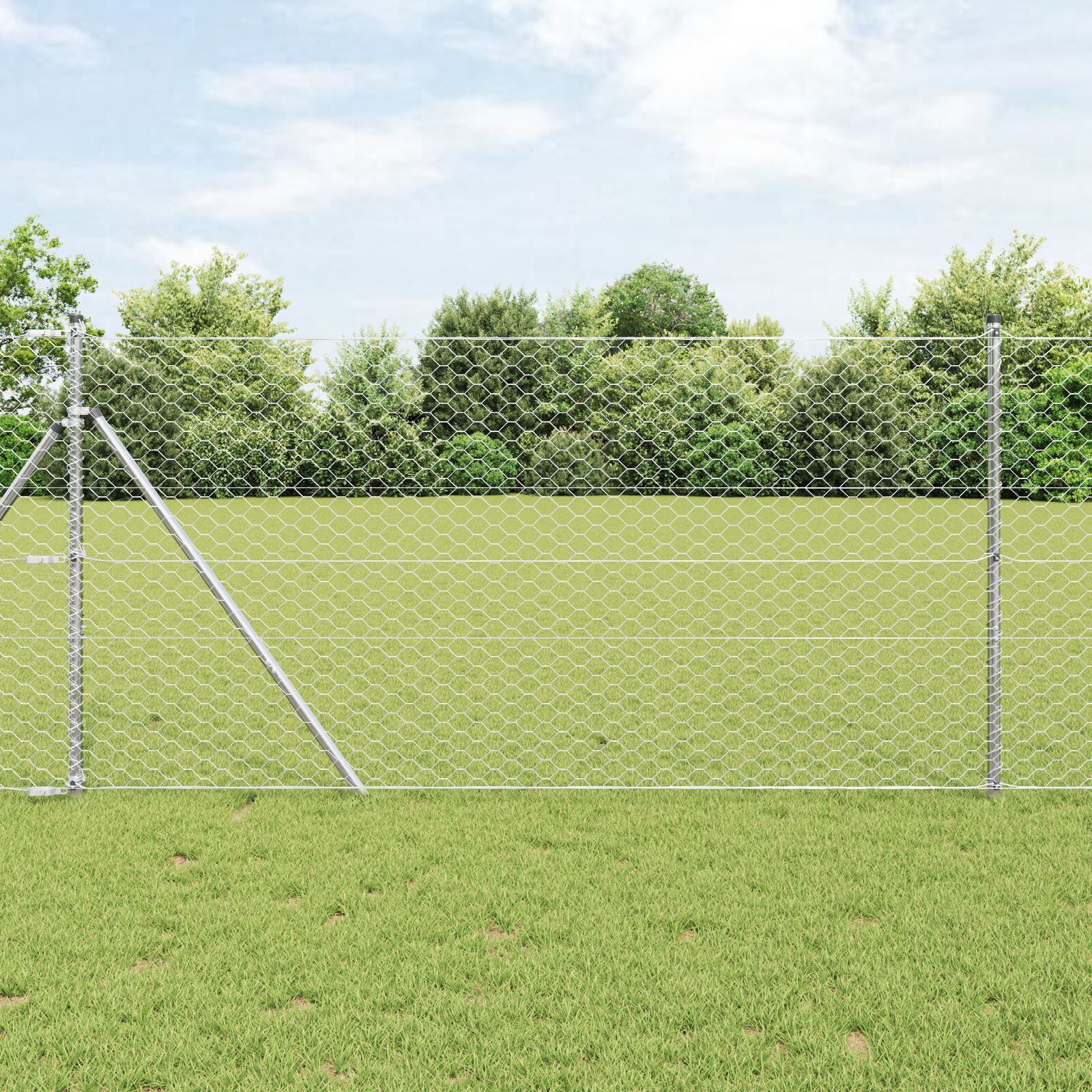 Hexagon Hegn 1x10 m Galvaniseret Stål, vidaXL Hegn Post 7 stk Ø32 mm 150 cm Galvaniseret Stål
