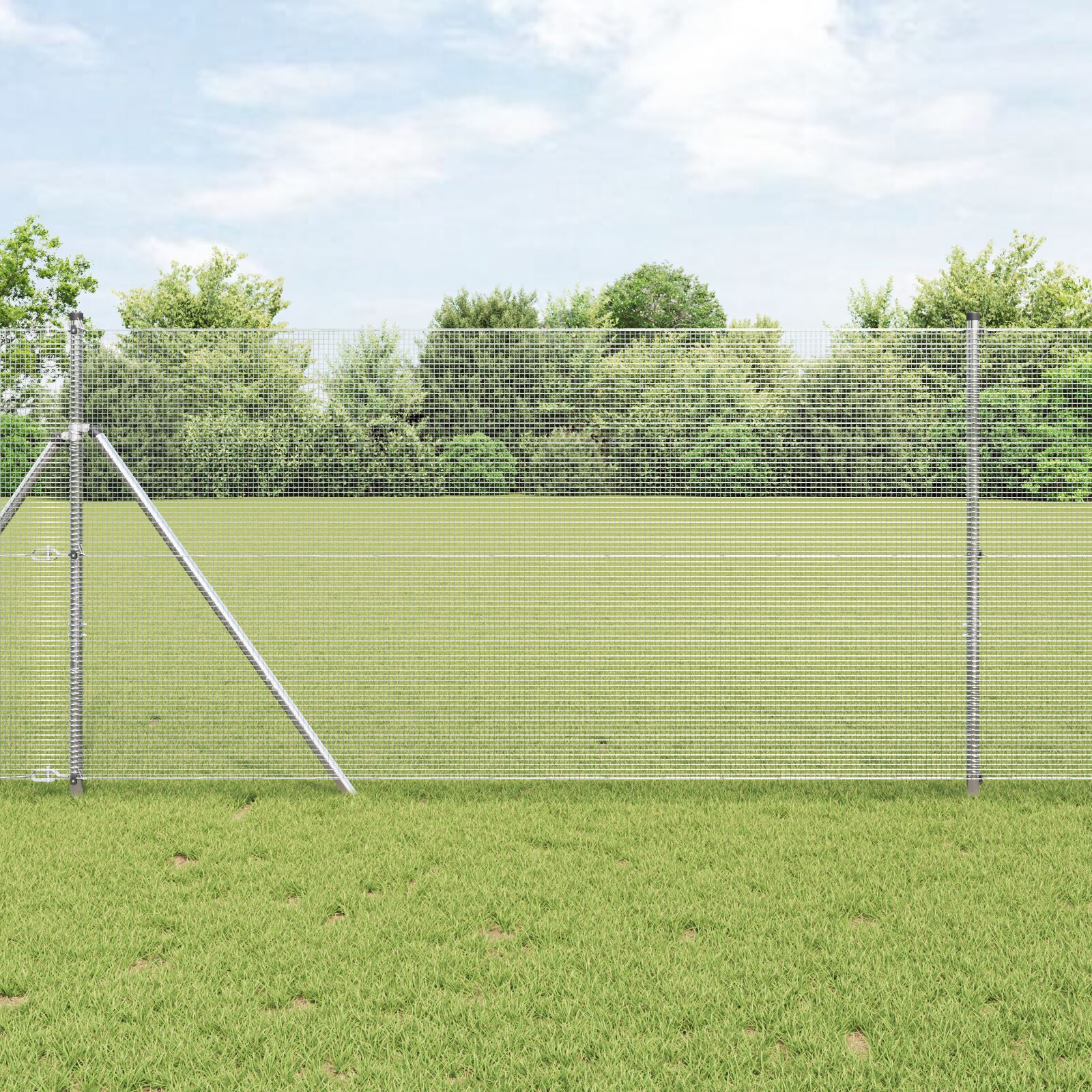 vidaXL Zavarena žičana ograda s 13 stupova 1.4x25 m Pocinčani čelik