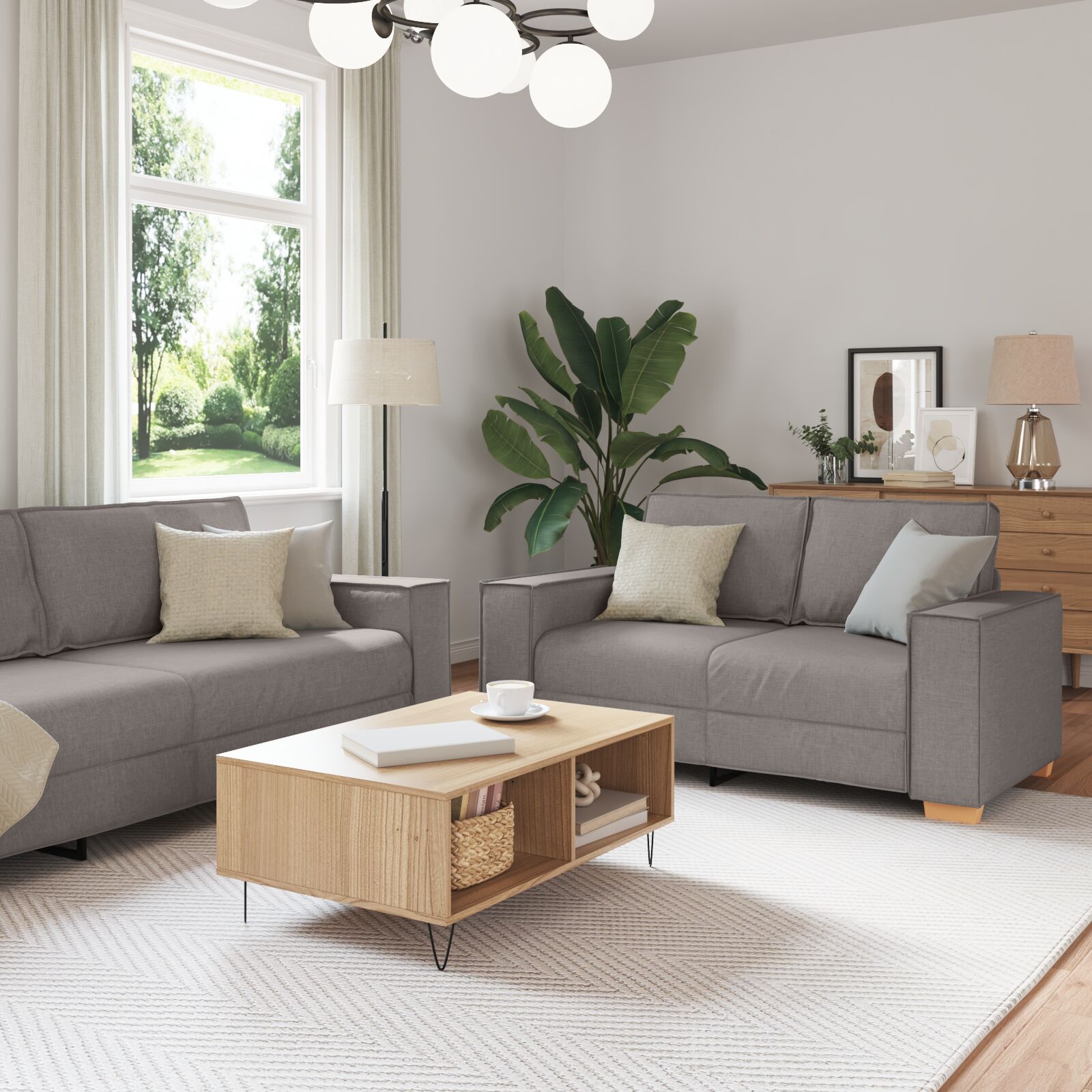 vidaXL Sofa Set 3-teilig Taupe