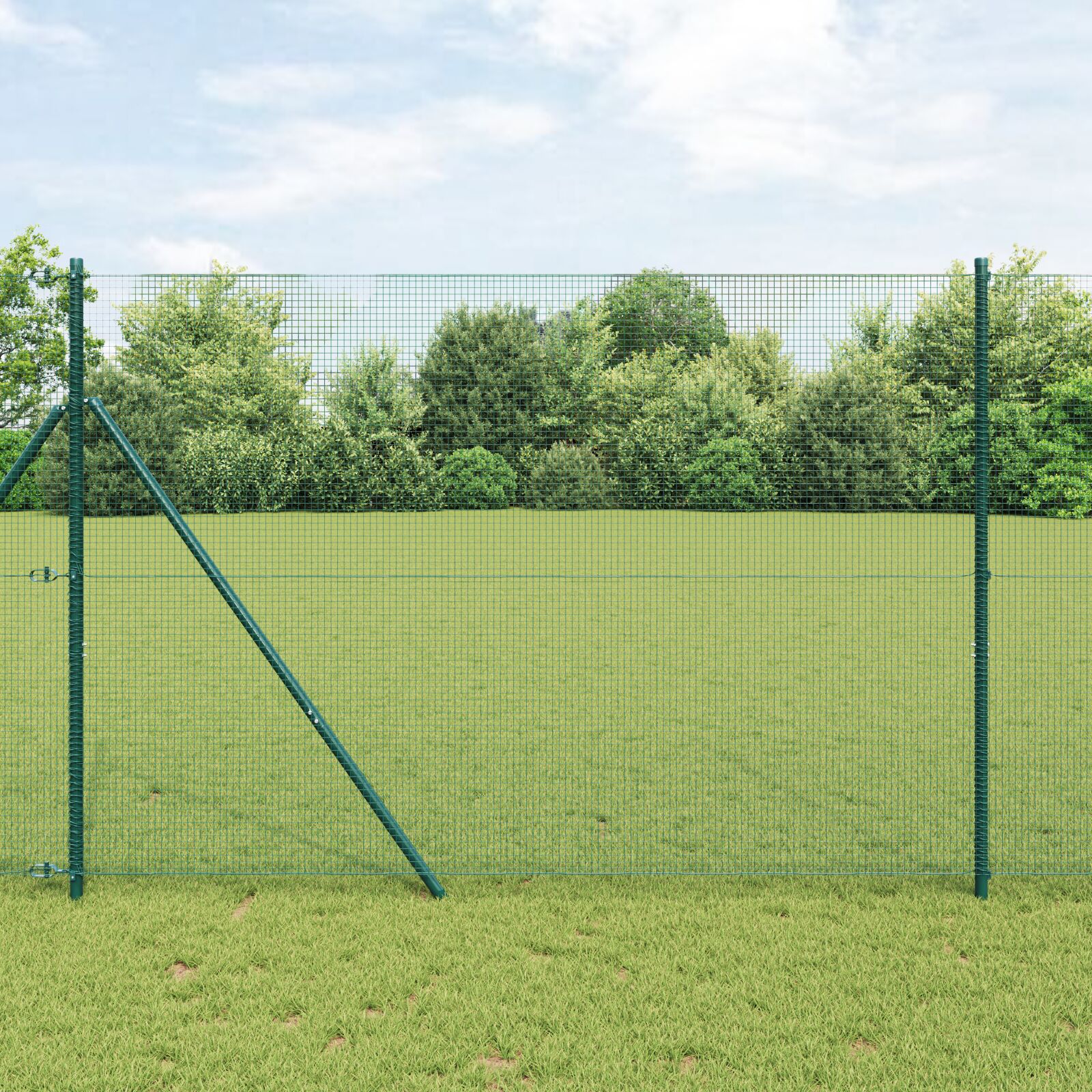 vidaXL zavarena žičana ograda sa 13 stupova Zelena 1.6x25 m Čelik