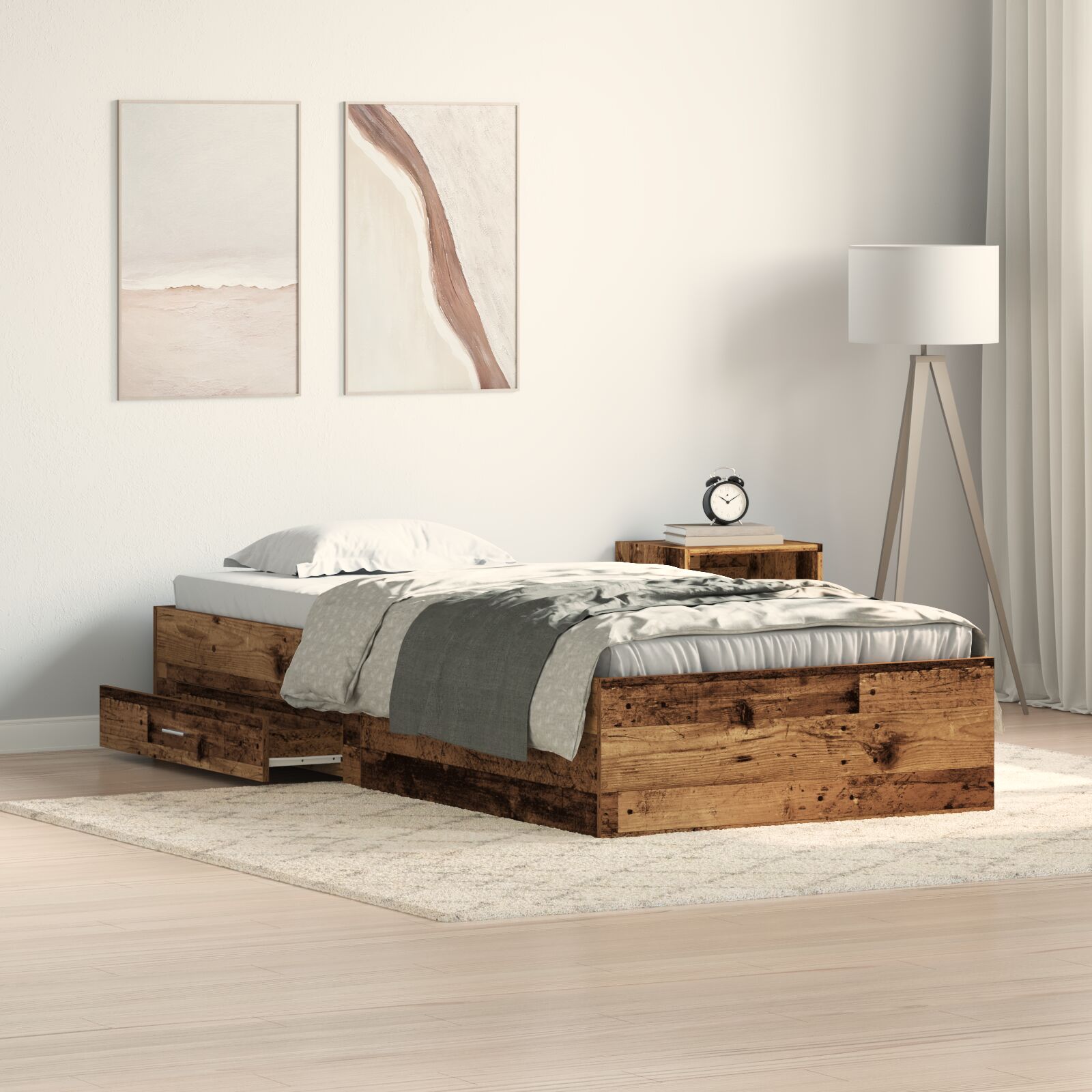 Bettgestell Alteiche 90x190 cm Engineered Wood