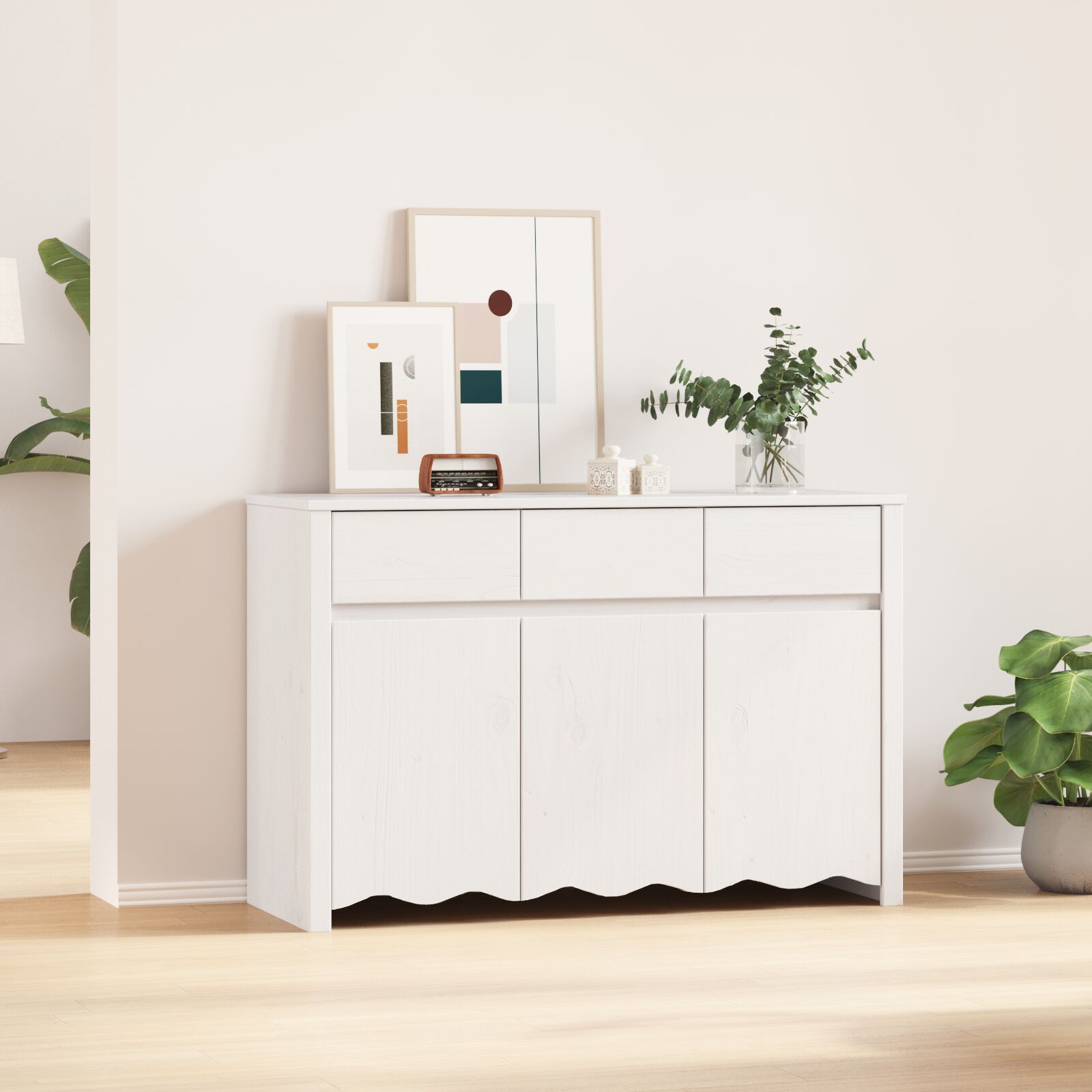 vidaXL Austern Holz Groß Aufbewahrung Weißes Sideboard Rechteckig