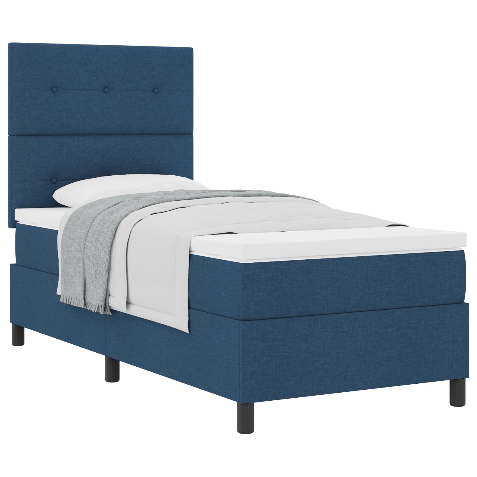 Box spring ágy matraccal kék 100x200 cm szövet 