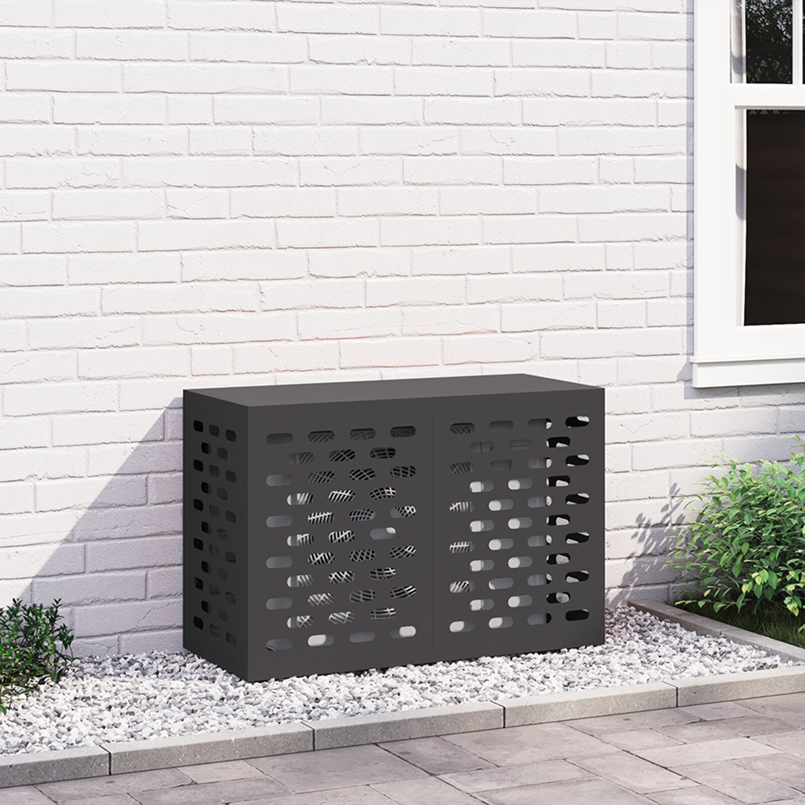 vidaXL Schwarz Metall 90 x 40 x 60 cm Klimaanlagenabdeckung Rechteckig