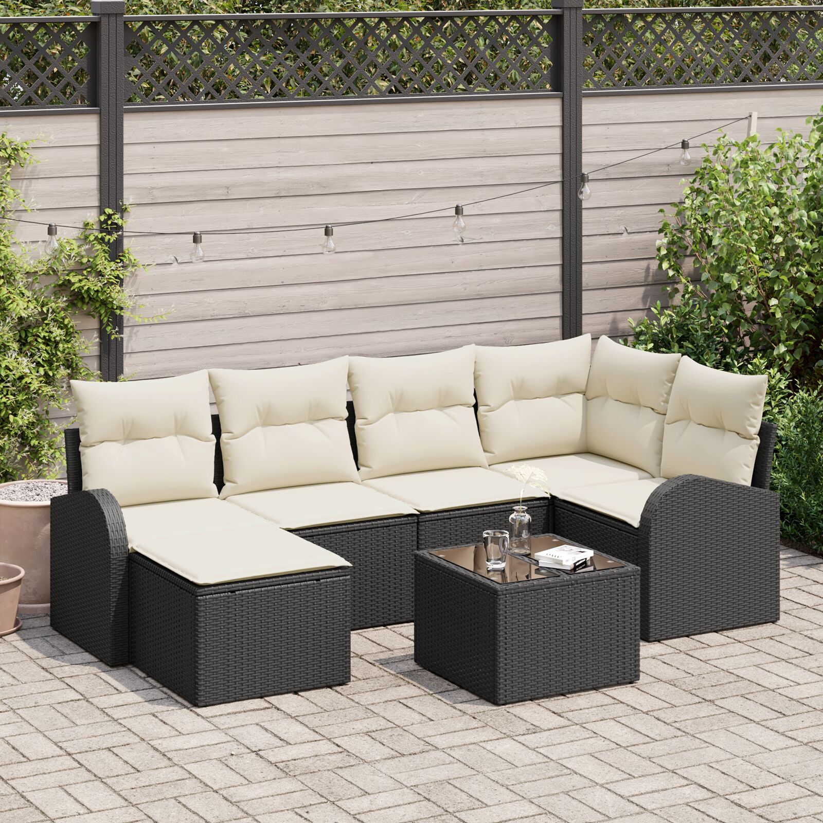 vidaXL 6-dijelni set vrtnih sofa s jastučićima smeđi poli ratan