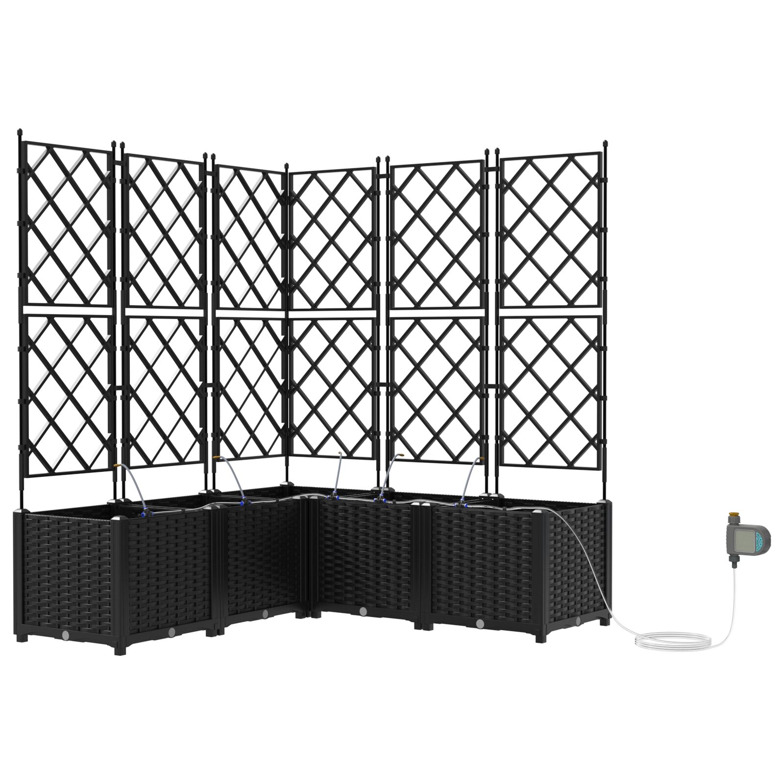 vidaXL Jardiniere  cu sistem de irigare a apei 5 buc Negru