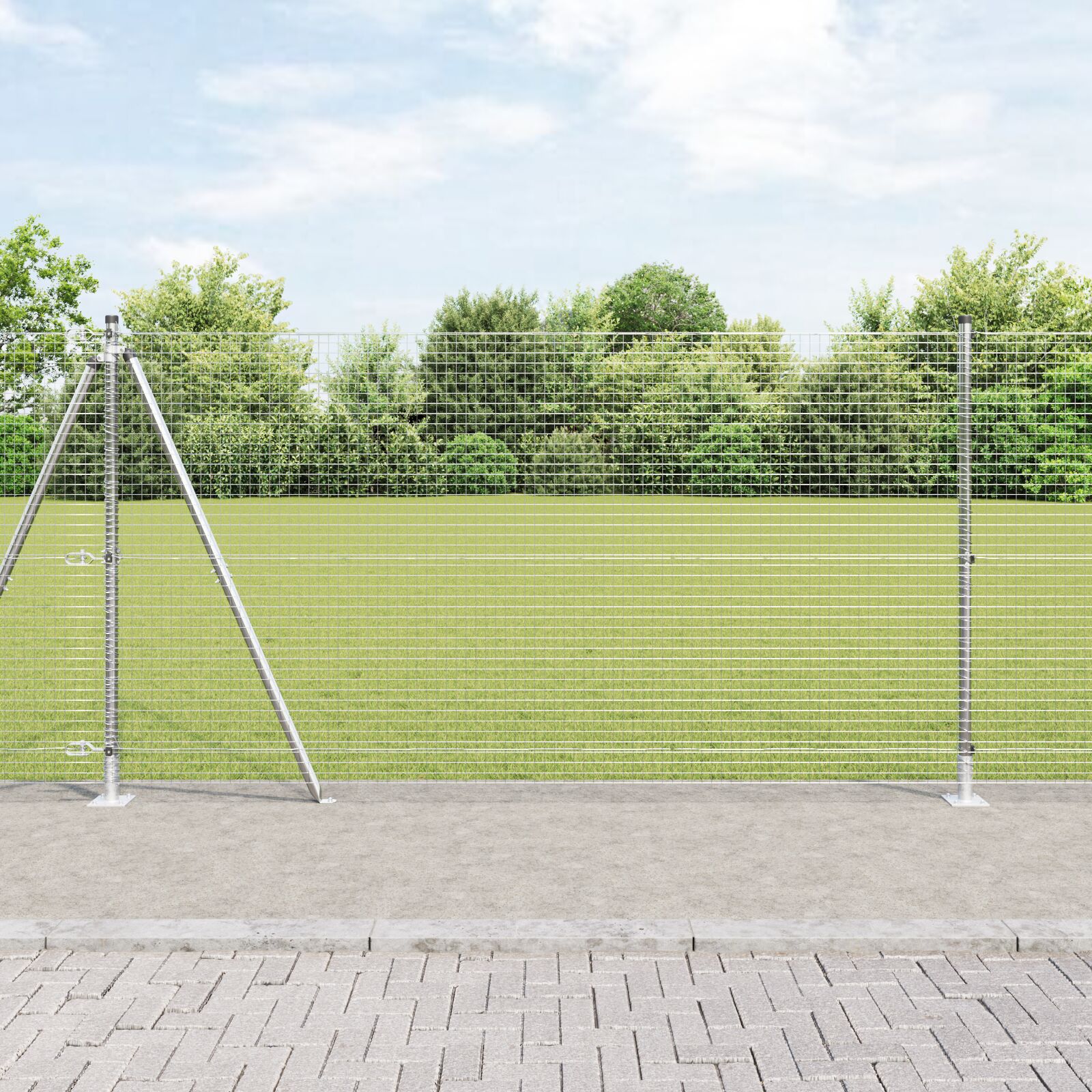 vidaXL zavarena žičana ograda s 13 flanged stupova 1.2x25 m pocinčanog čelika