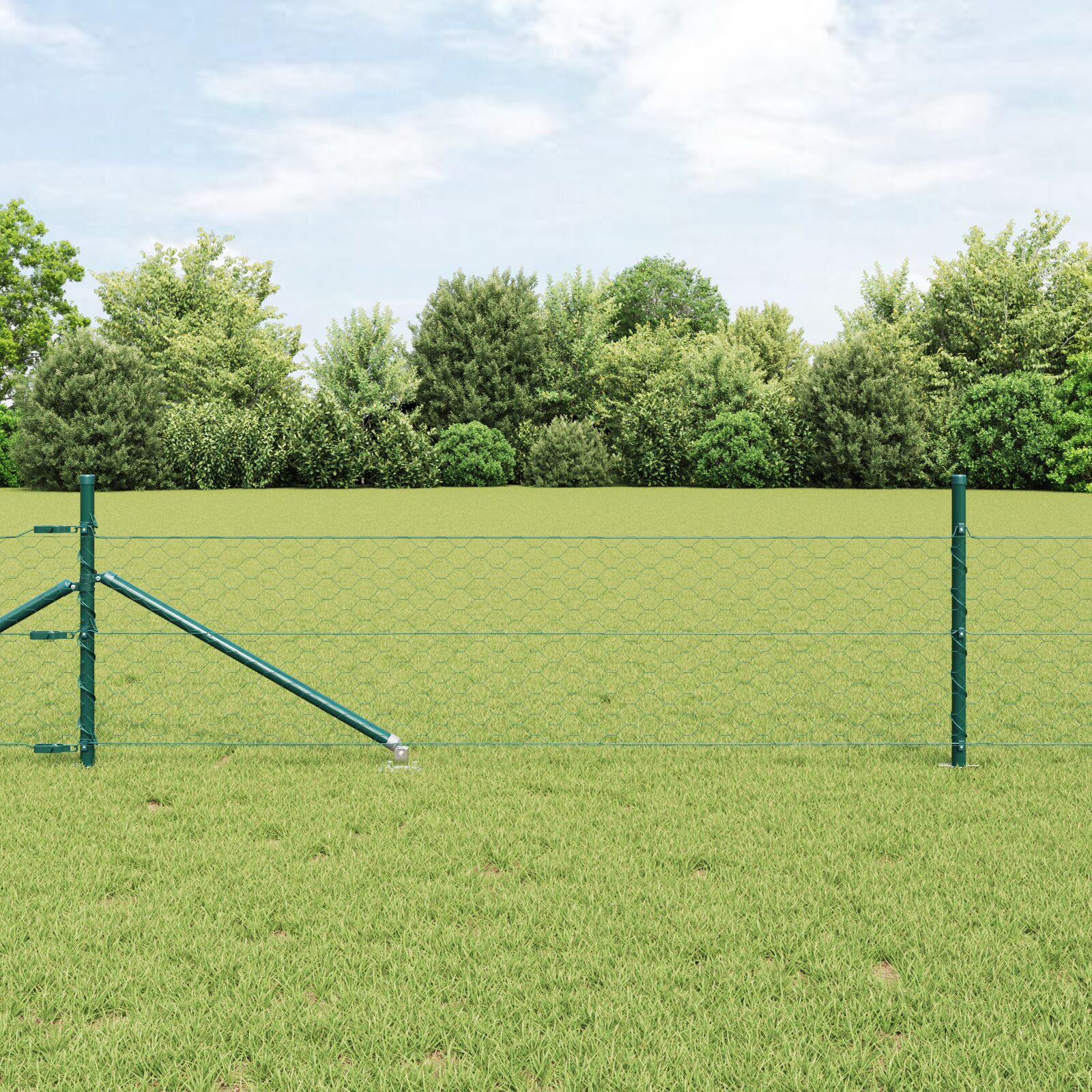 Hexagon Hegn Grøn 0.4x50 m Stål, vidaXL Hegnspidser med SPIKE 13 stk Ø32 mm 60 cm Galvaniseret Stål