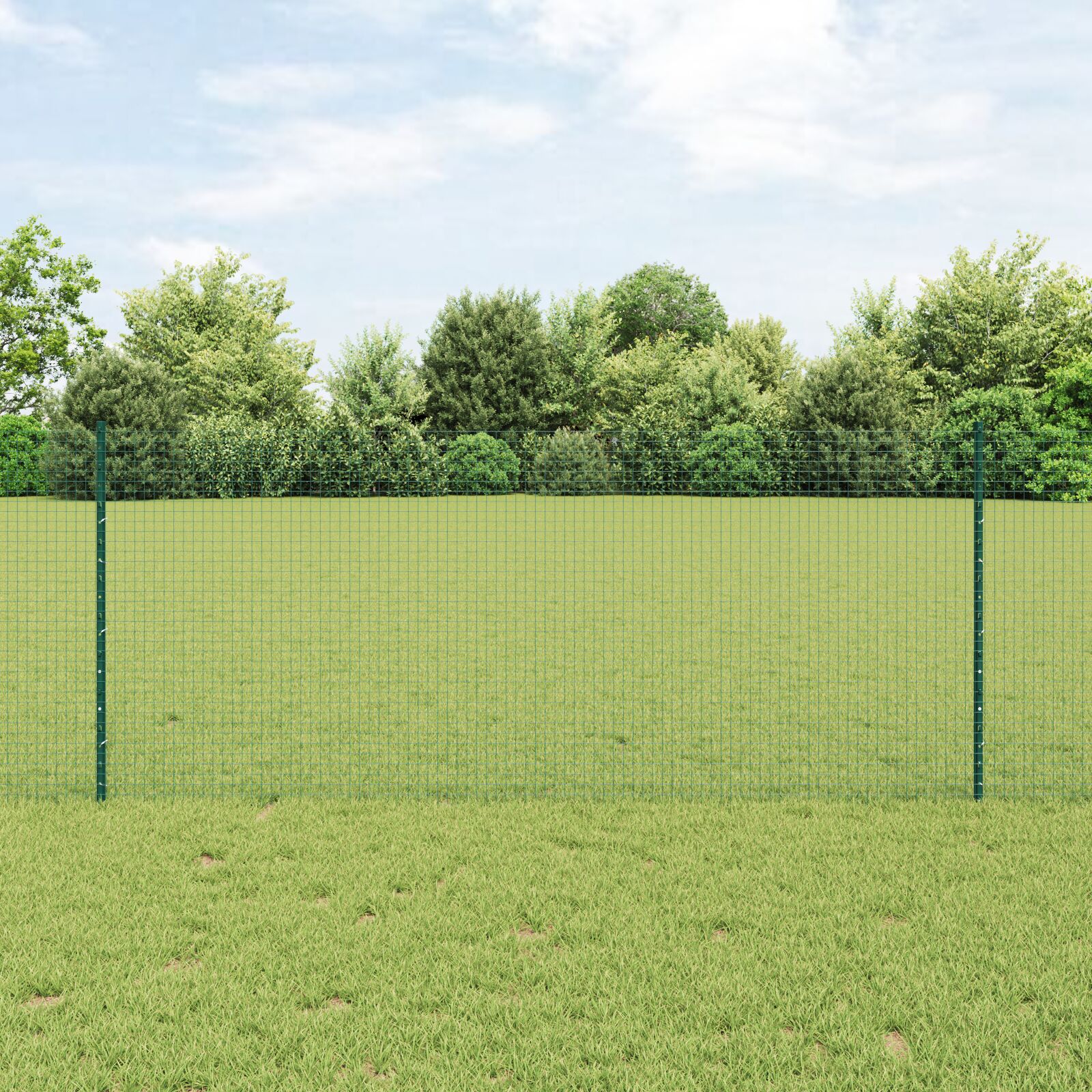 vidaXL zavarena žičana ograda s 22 U stupićima zelena 1x50 m čelik