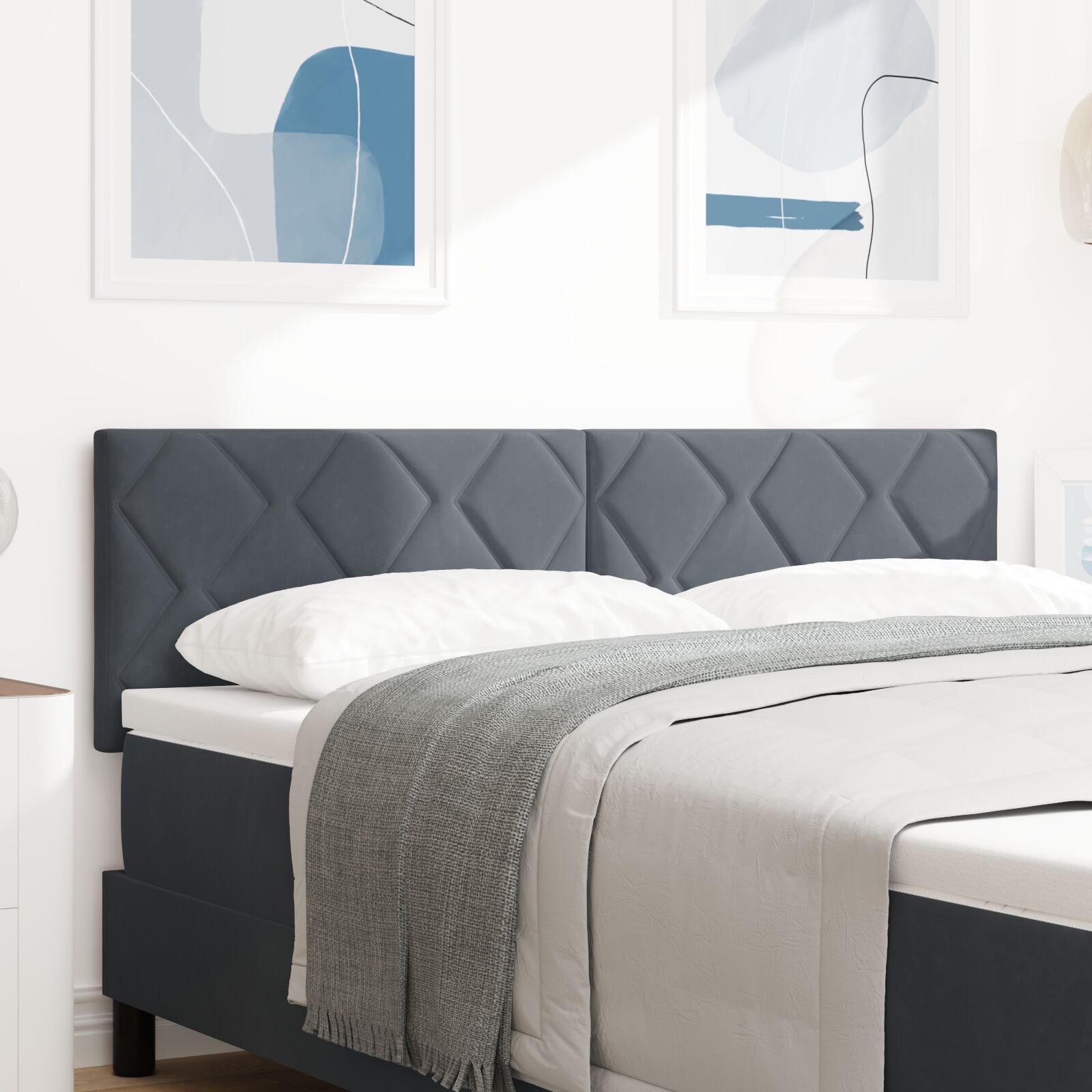 Sängynpääty Timanttipalapeli Design Tummanharmaa 160 cm Sametti