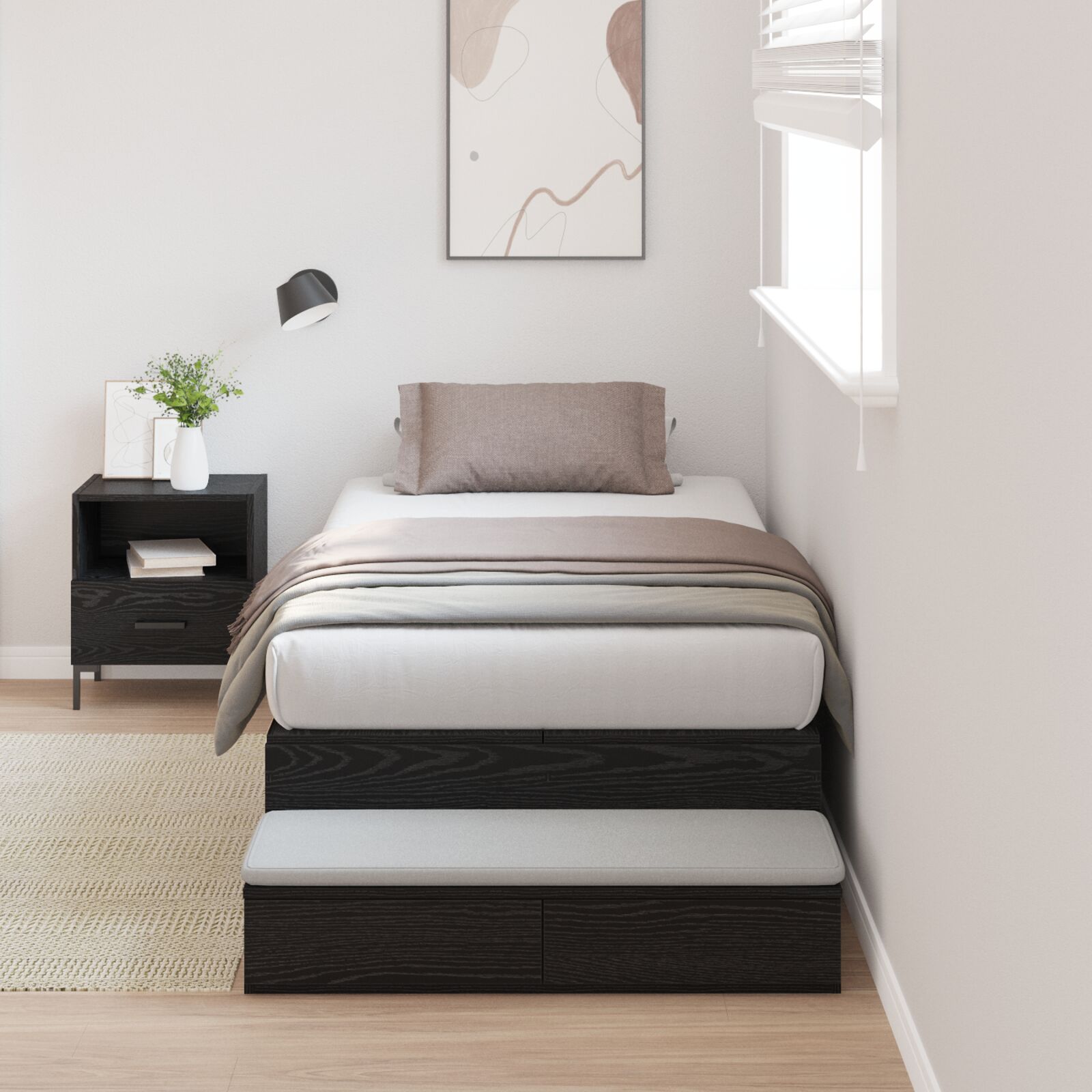 Krevet s pohranom Crni hrast Konstruirano drvo 236.5 x 90 x 31.5 cm