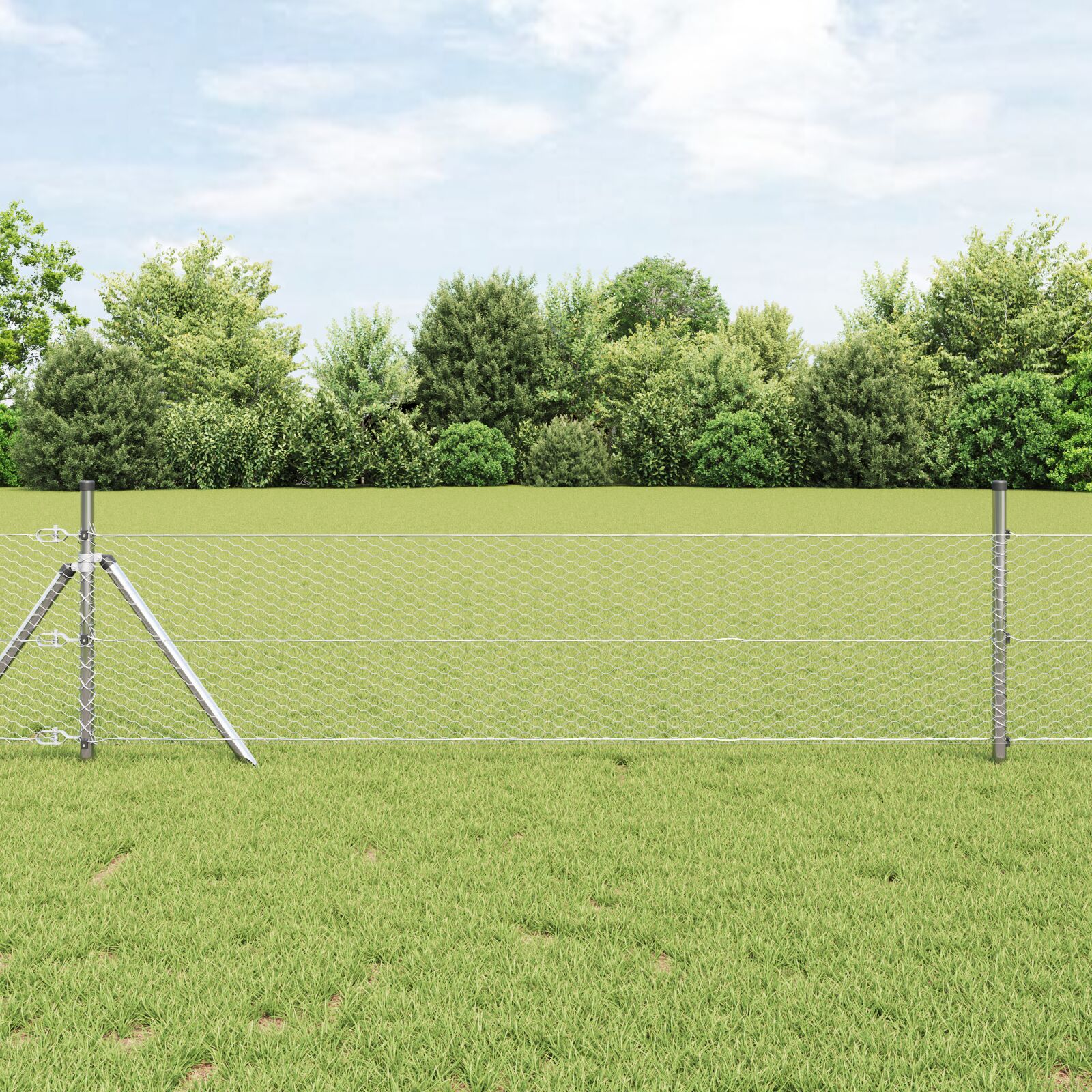 Hexagon Gærde 0.4x100 m Galvaniseret Stål, vidaXL Gærde Posts 13 stk Ø32 mm 80 cm Galvaniseret Stål