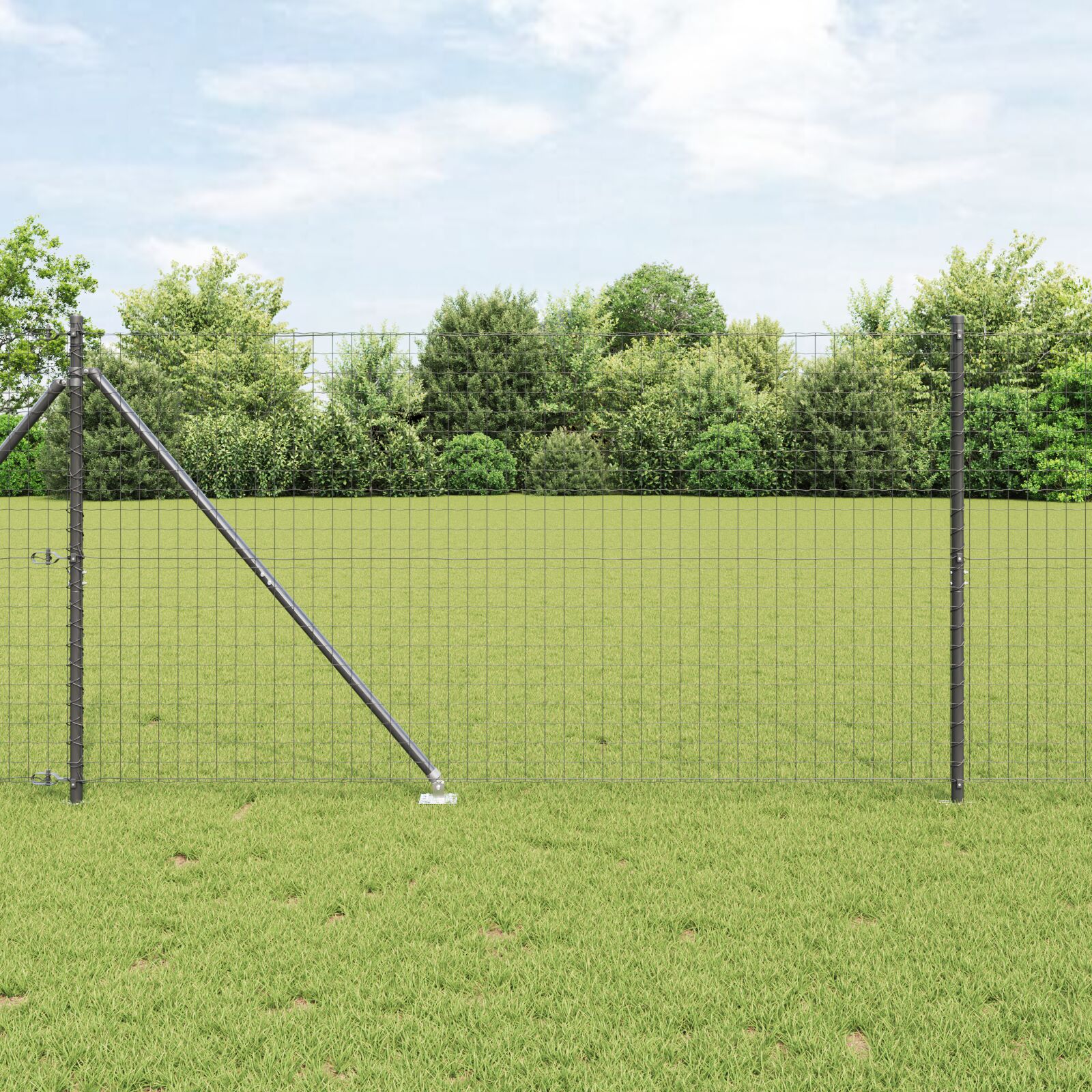 Euro Hegn med 7 Spydposter 1,2x10 m Galvaniseret Stål Grå