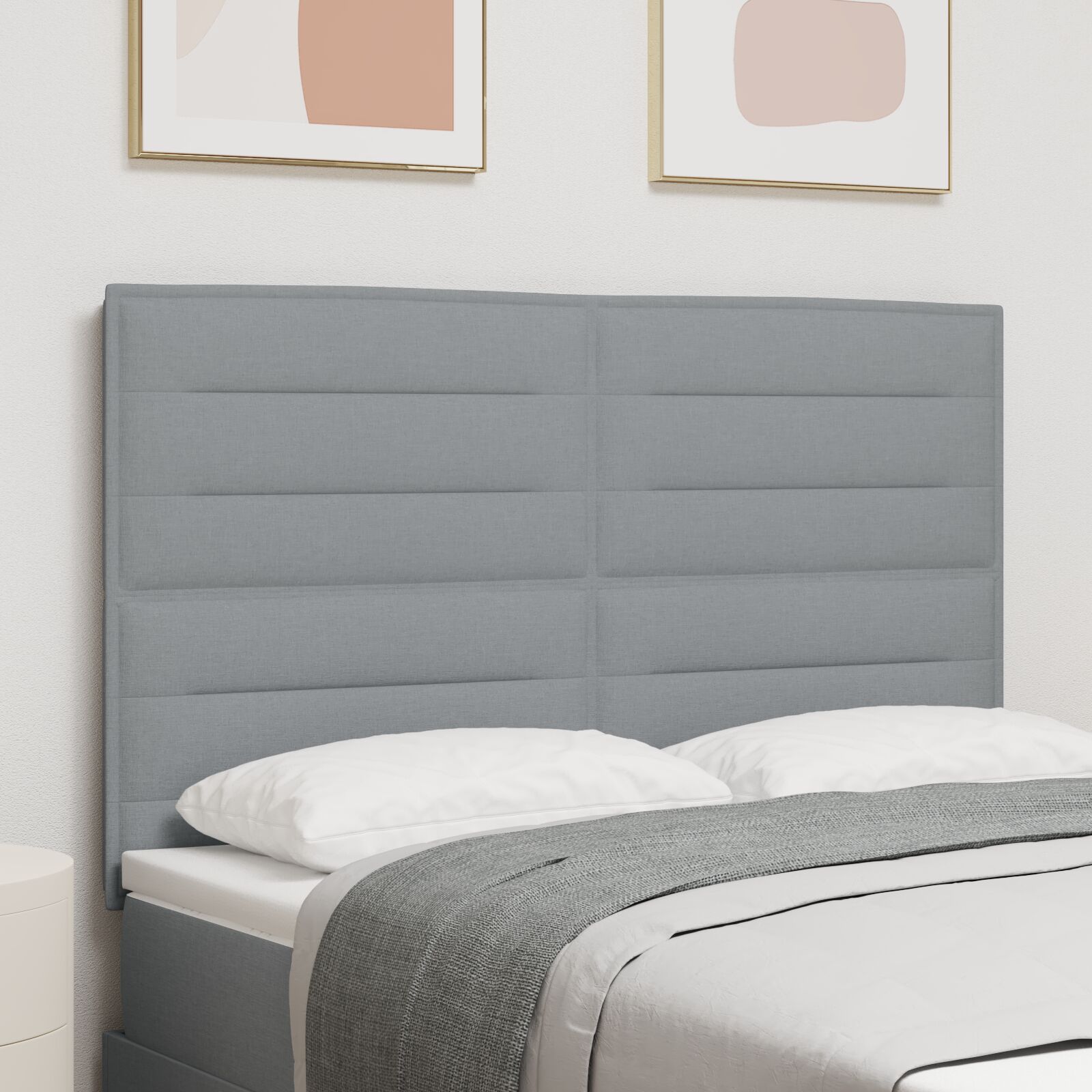 vidaXL Kopfteile Linien Design Hellgrau 160 cm Stoff